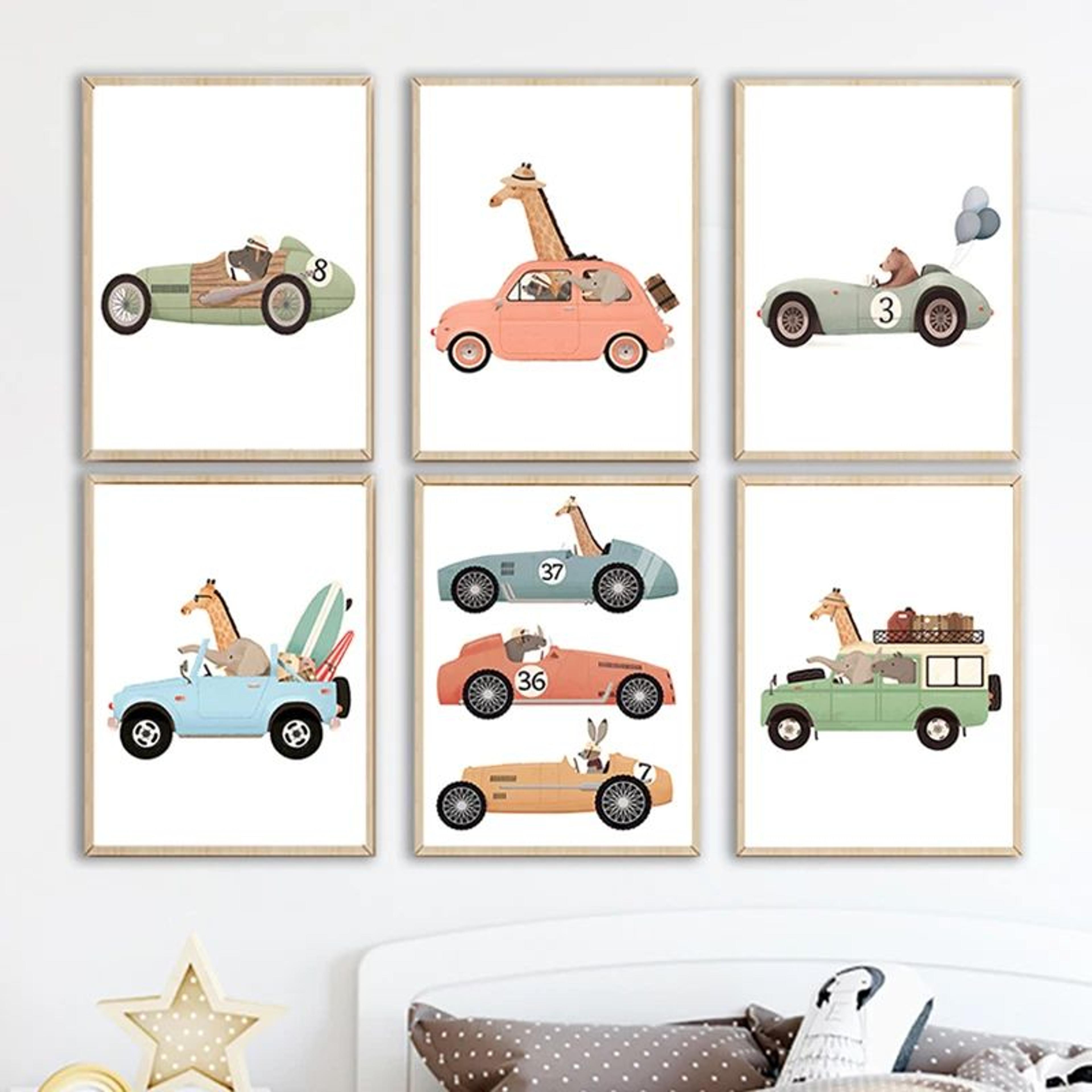 safari animals nursery wall art cute elephant giraffe canvas print
