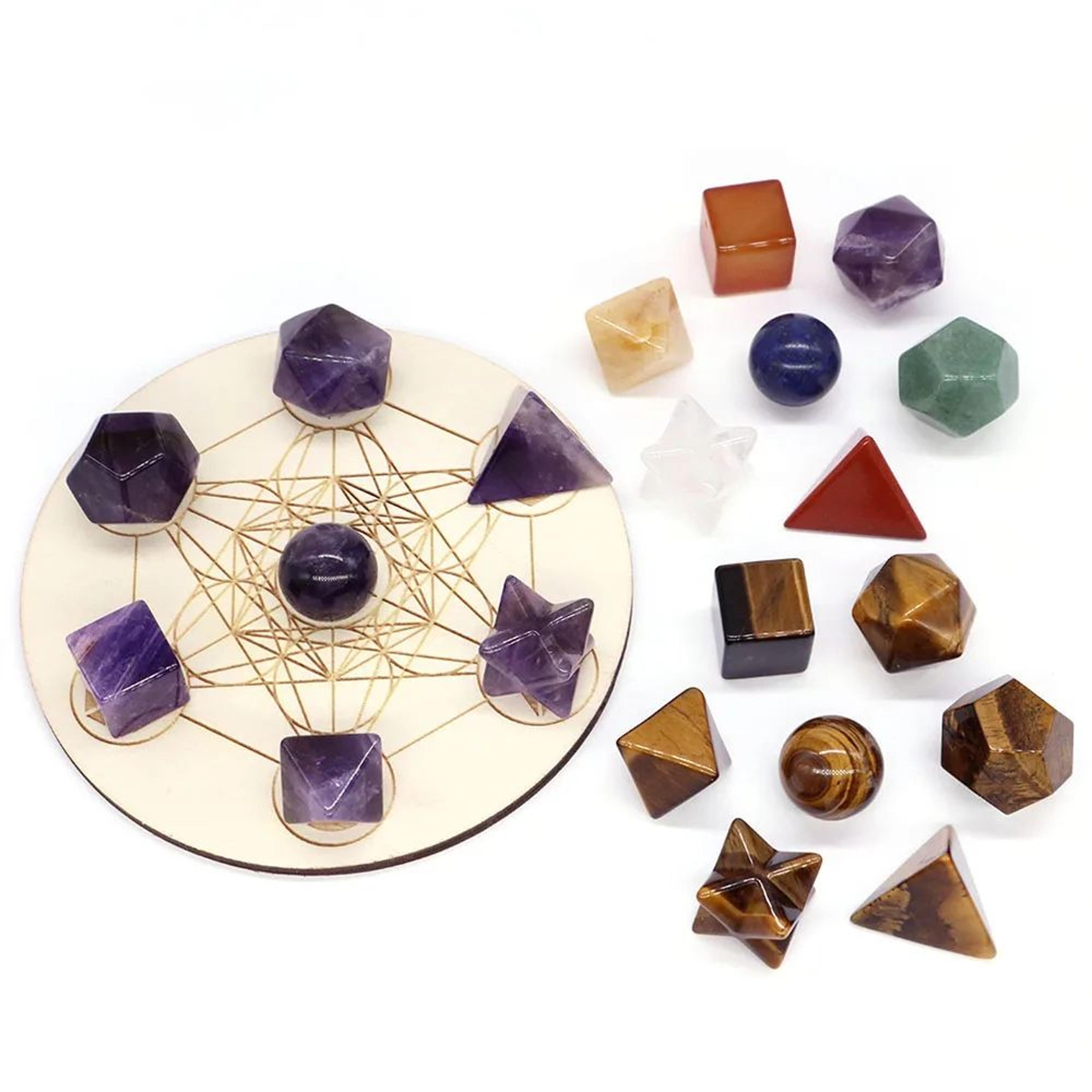 sacred geometry crystal set platonic solid healing stones for chakra balance and energy alignment