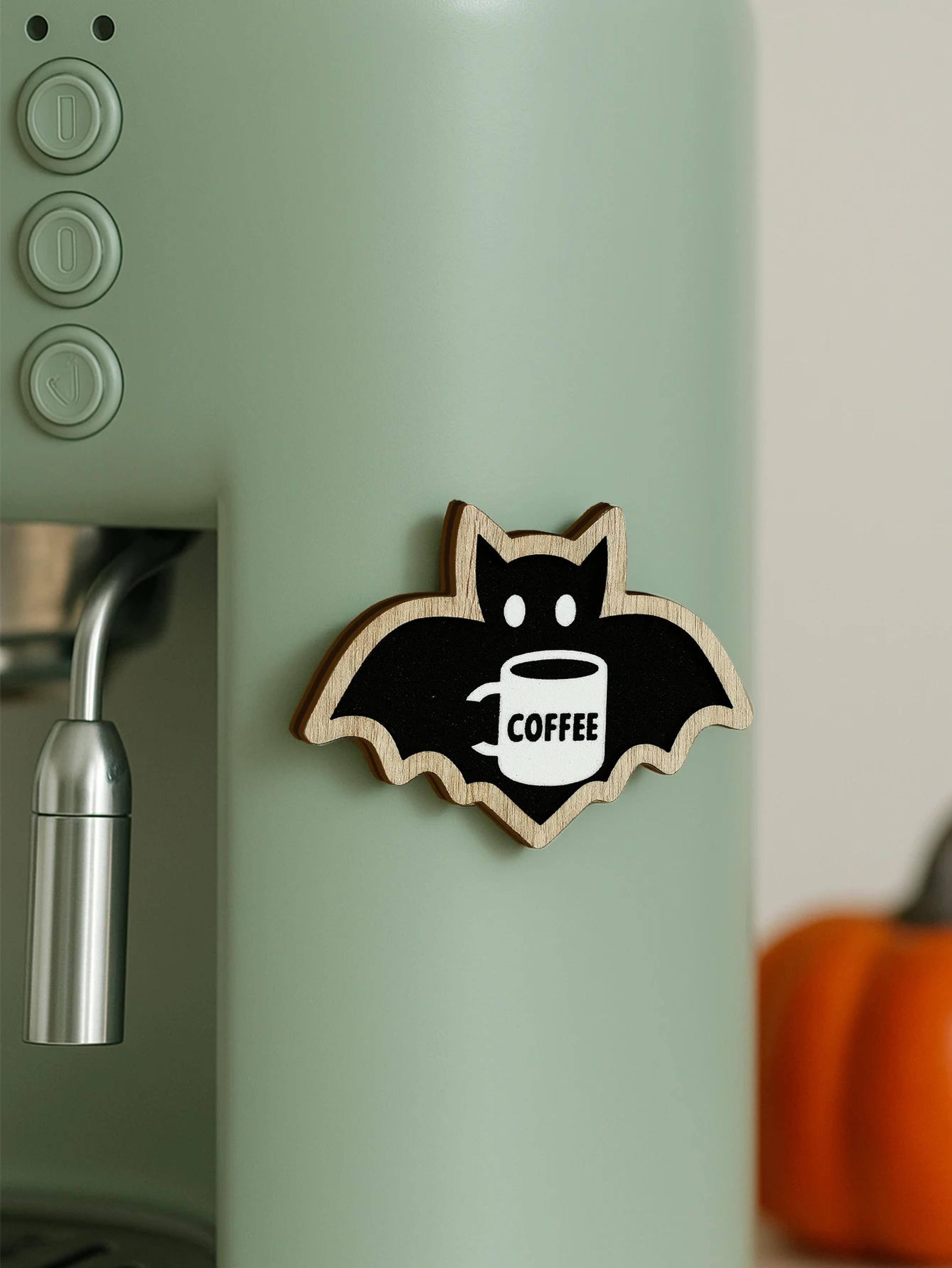 wooden halloween bat decor sticker for coffee bar and kitchen styling