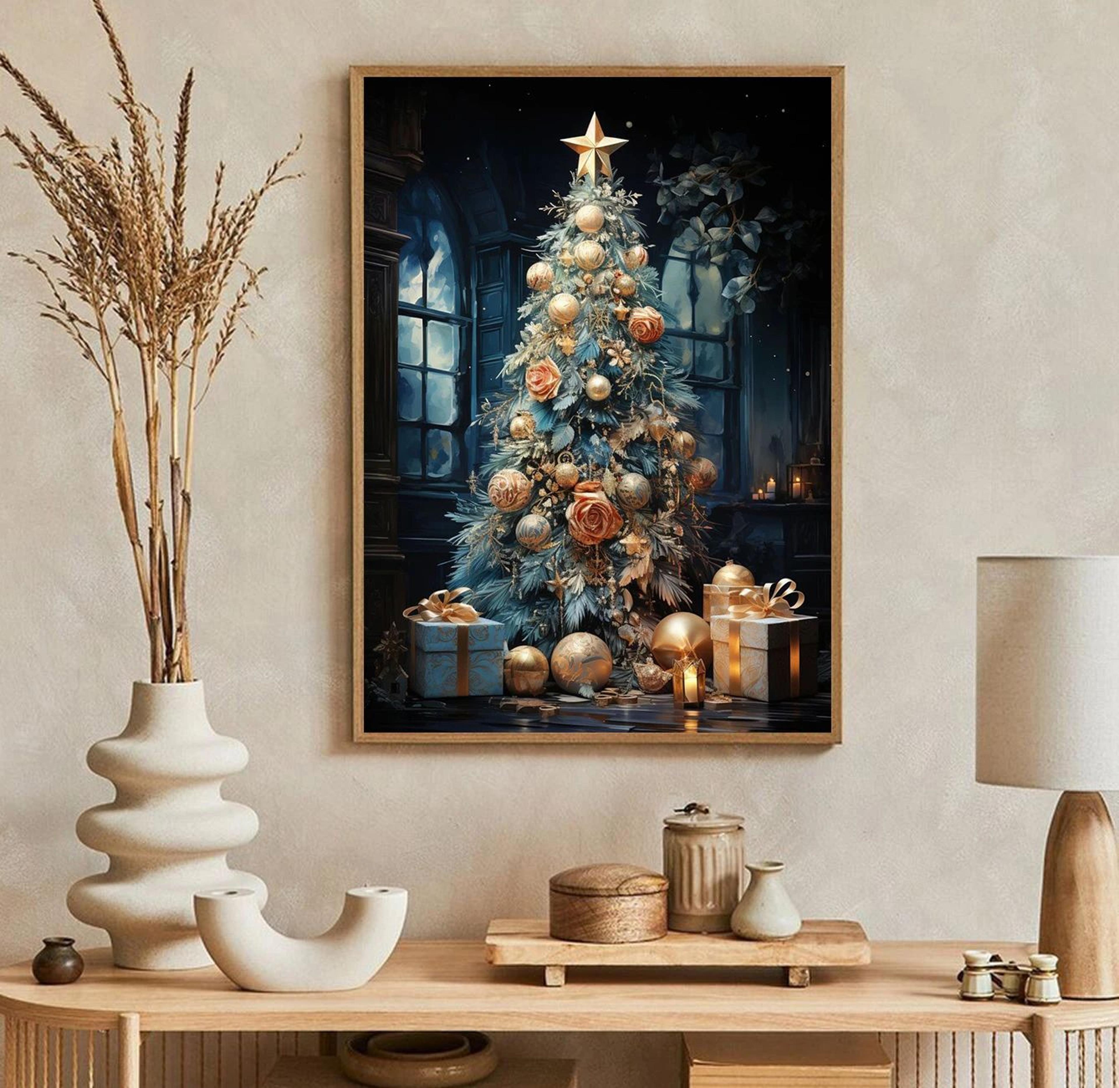 christmas canvas wall art with santa claus for holiday home decor and festive styling