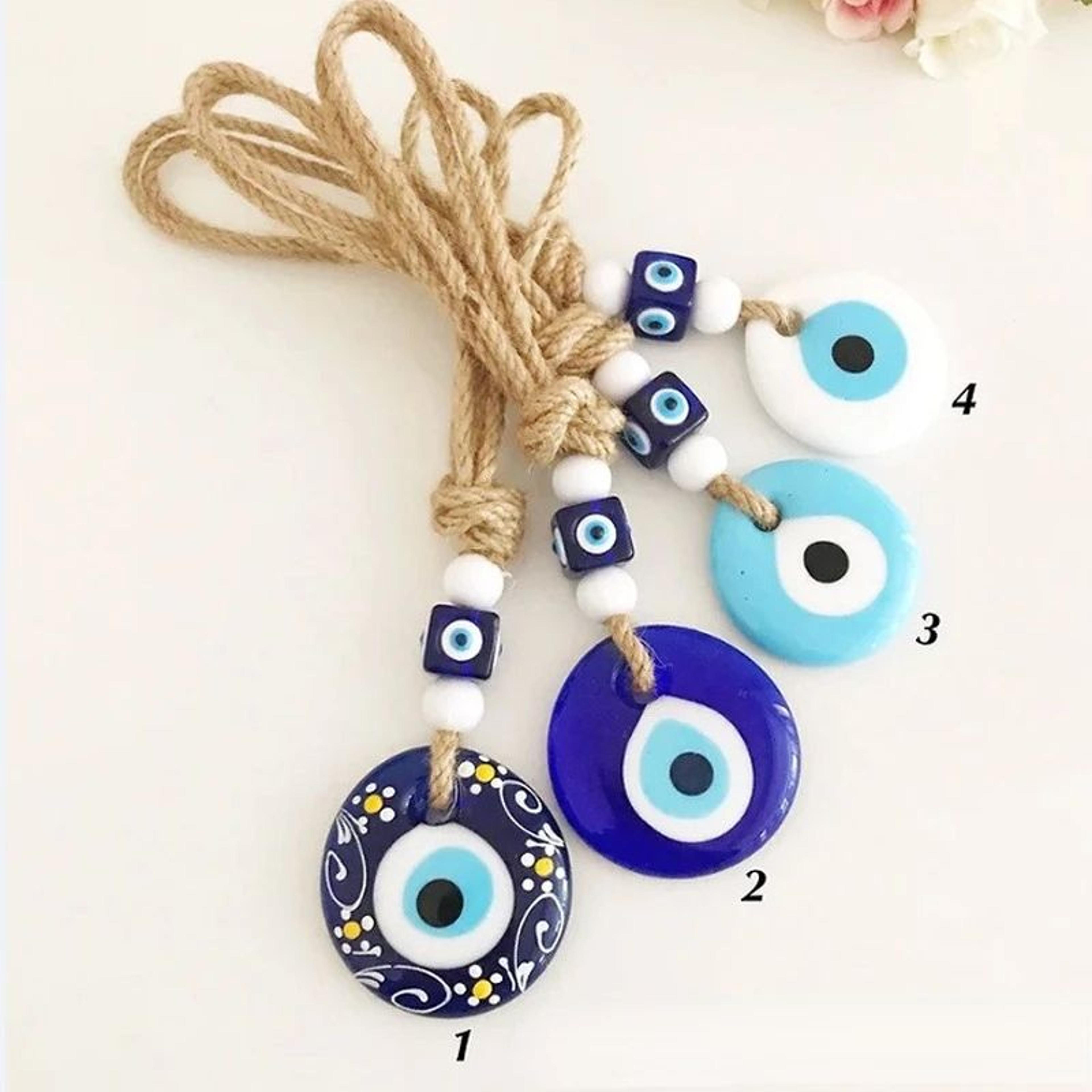 blue evil eye wall hanging lucky protection bead home decor