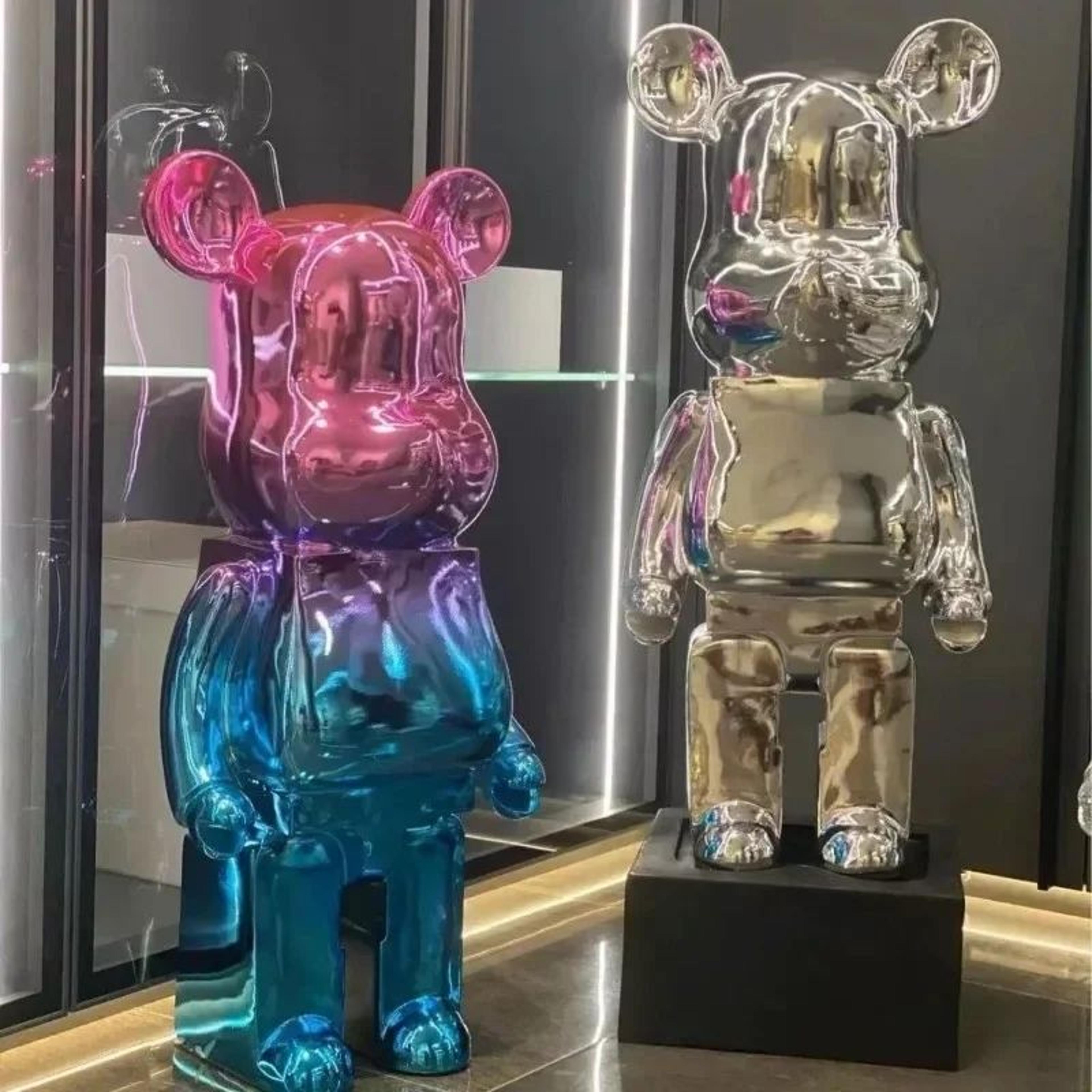 luxury gradient bear sculpture modern mirror finish home decor