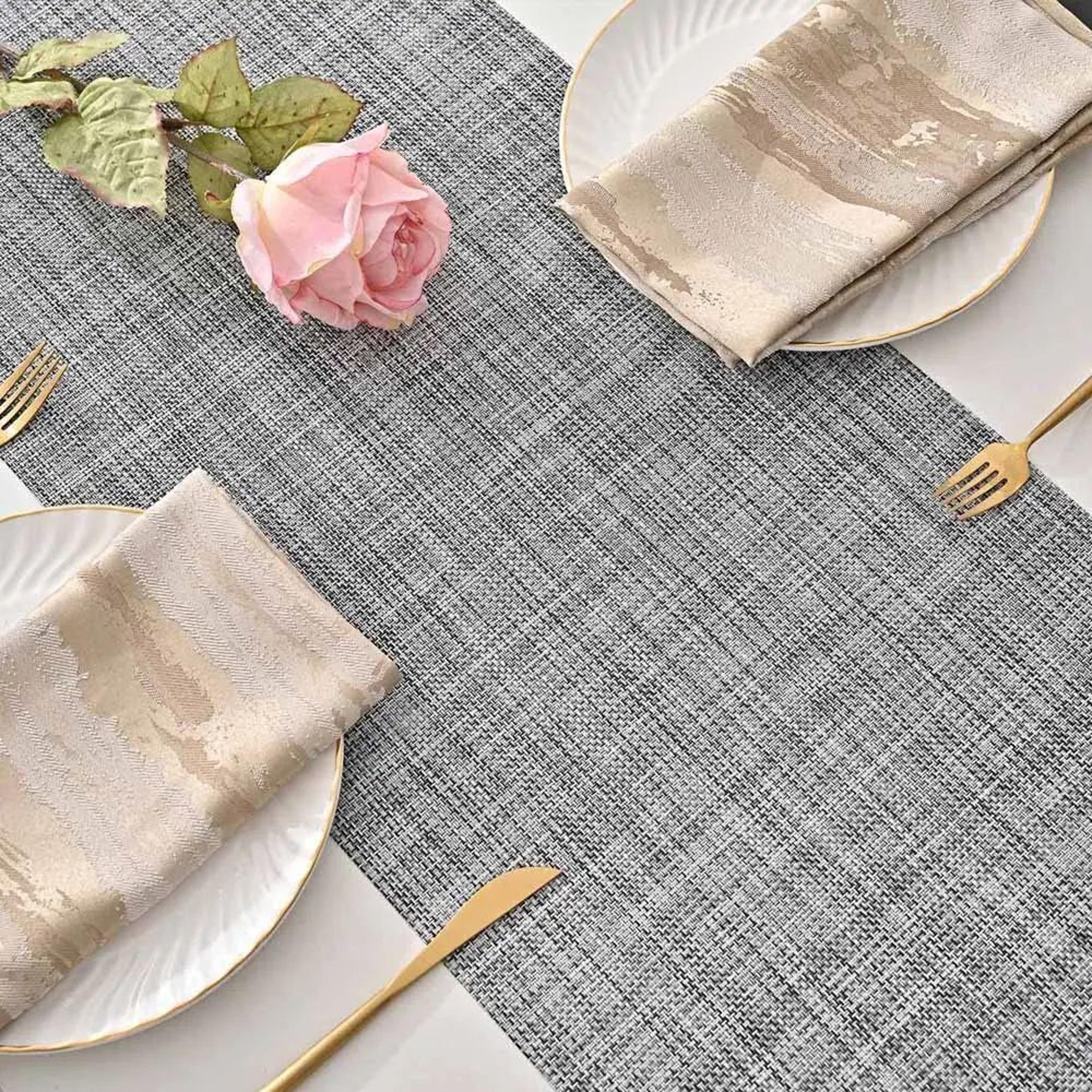 heat resistant woven vinyl table runner non slip washable table decor