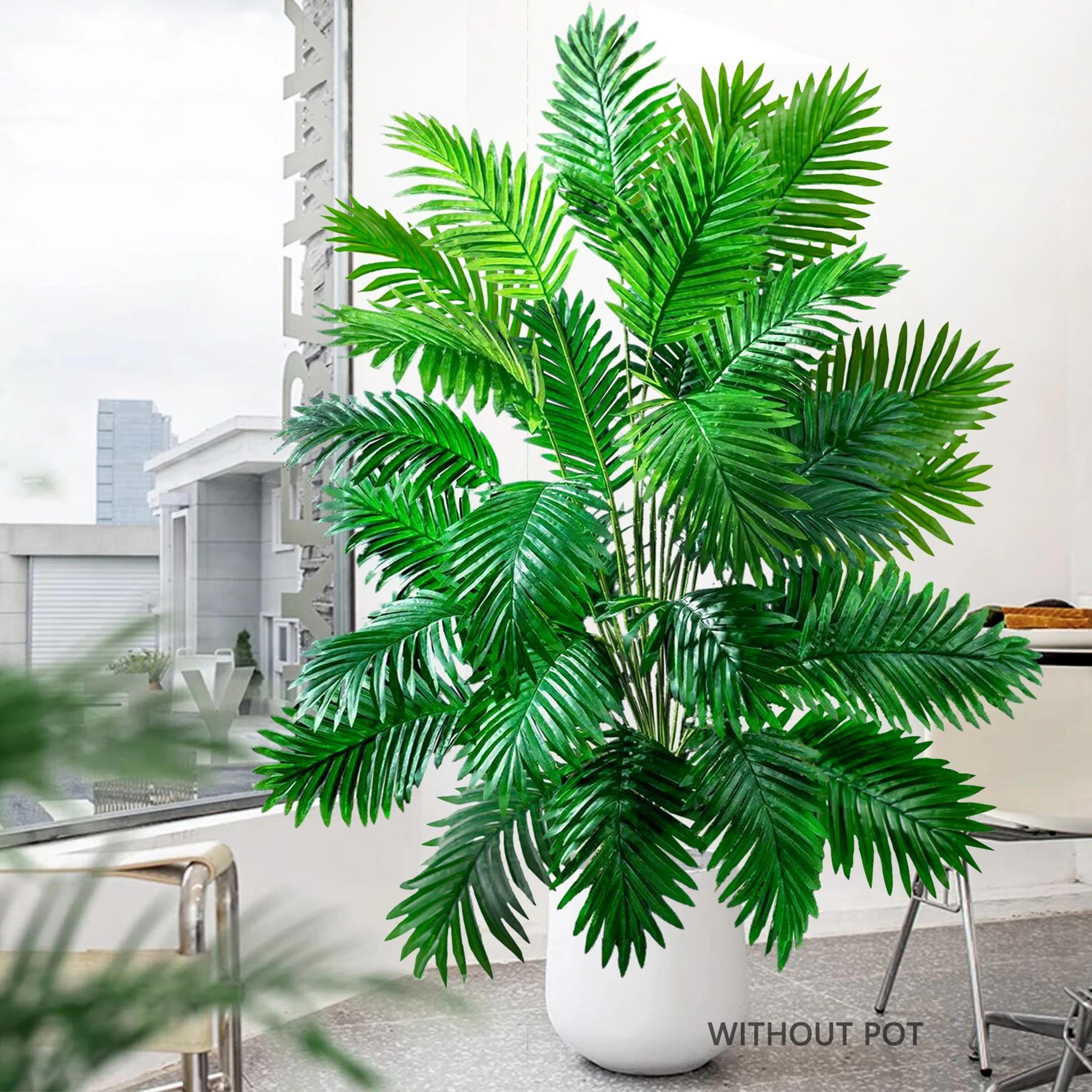 artificial palm tree large tropical faux plant leaves decor for home and garden