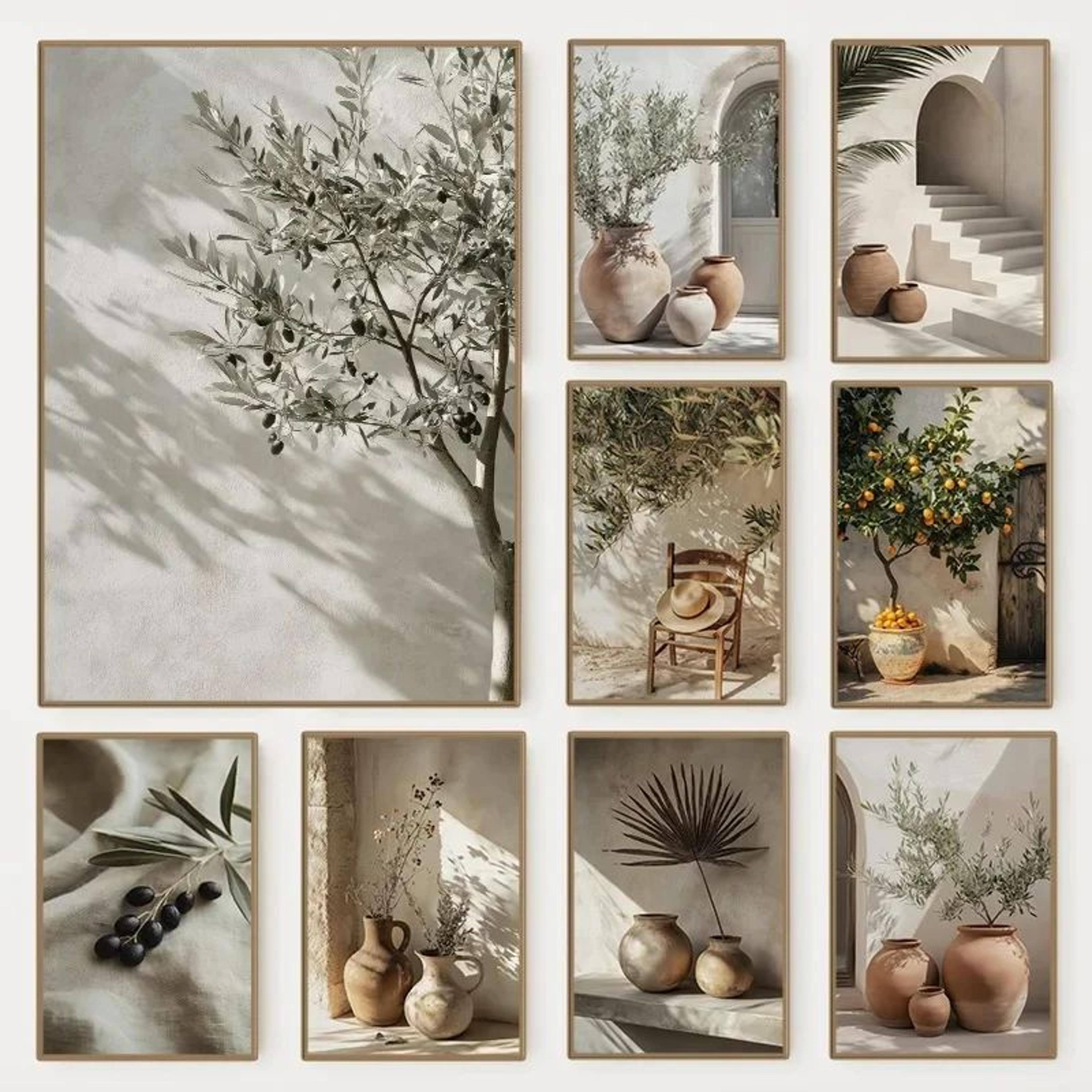 mediterranean olive tree canvas wall art minimalist botanical poster for home decor