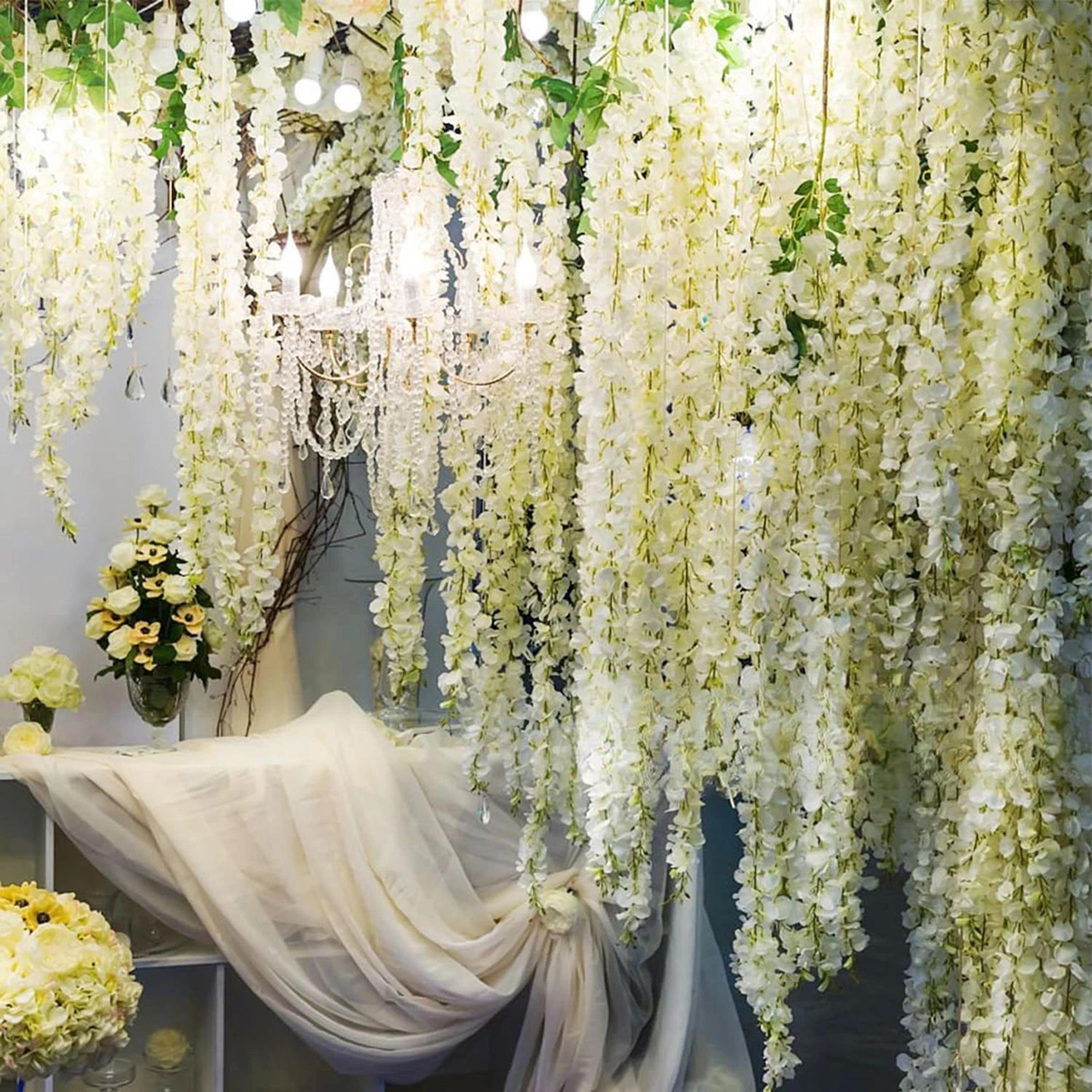 artificial violet vine hanging flowers realistic fake plant decor for home and wedding