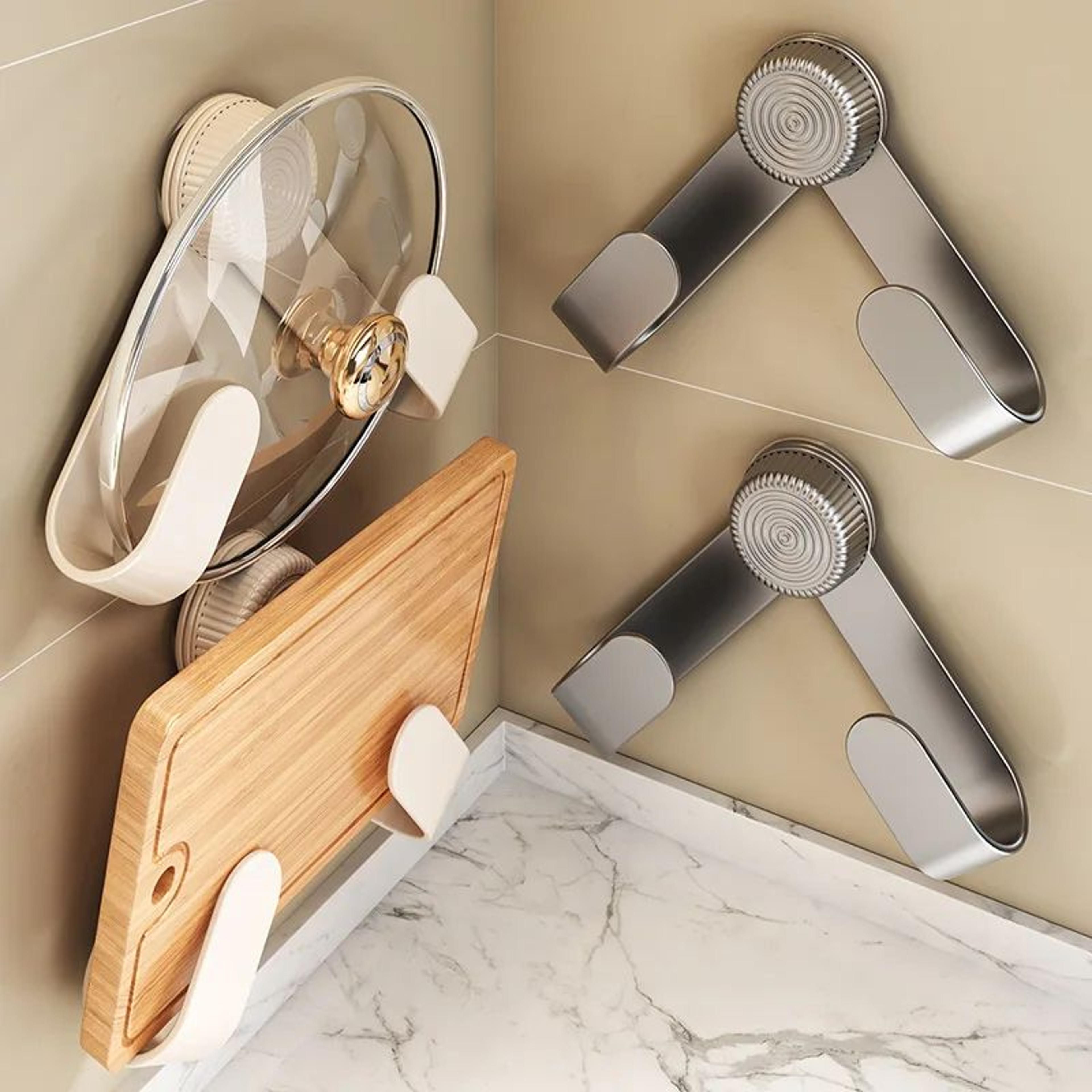 wall mounted pot lid rack no drill cutting board holder kitchen organizer