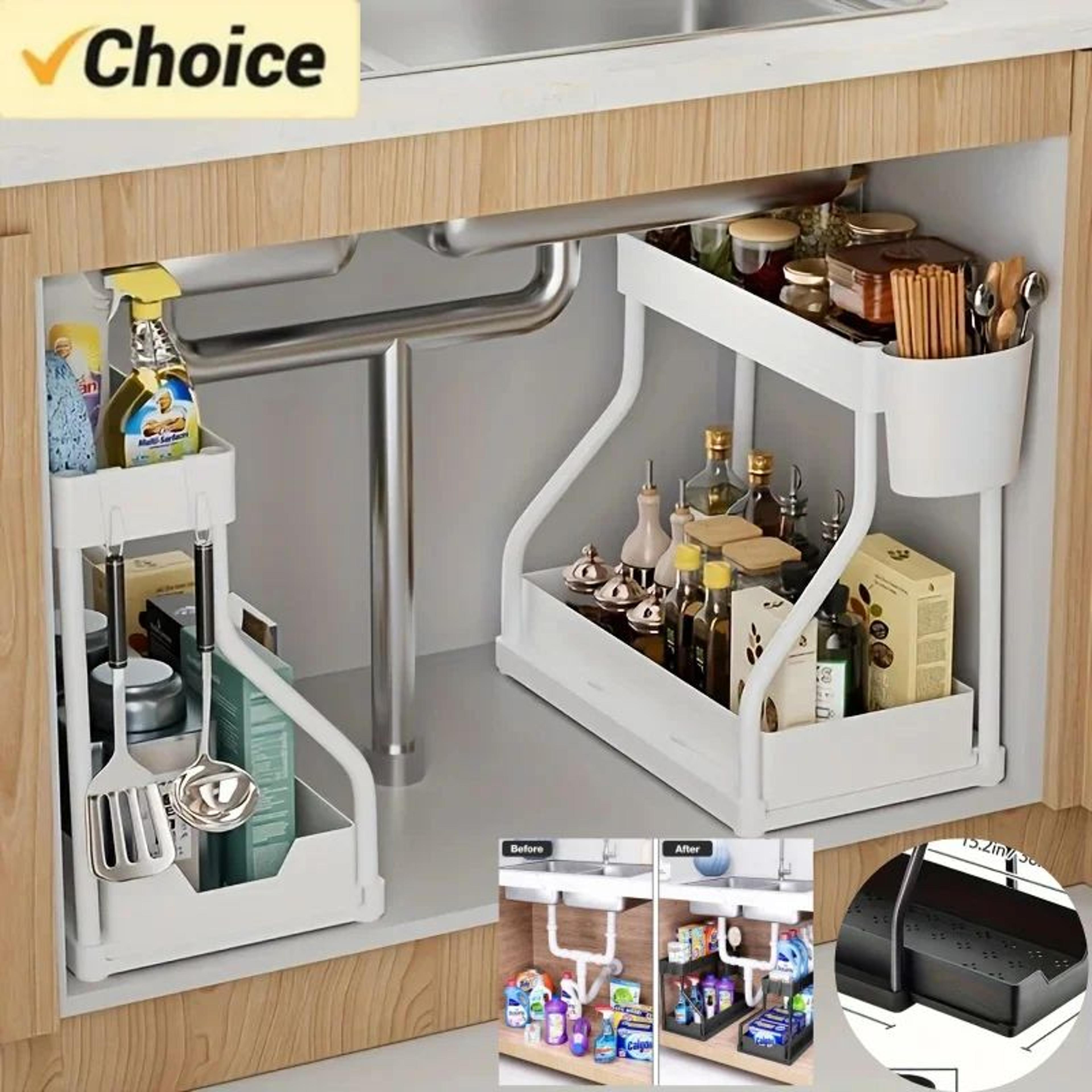 slideease 2 tier under sink organizer pull out storage drawer