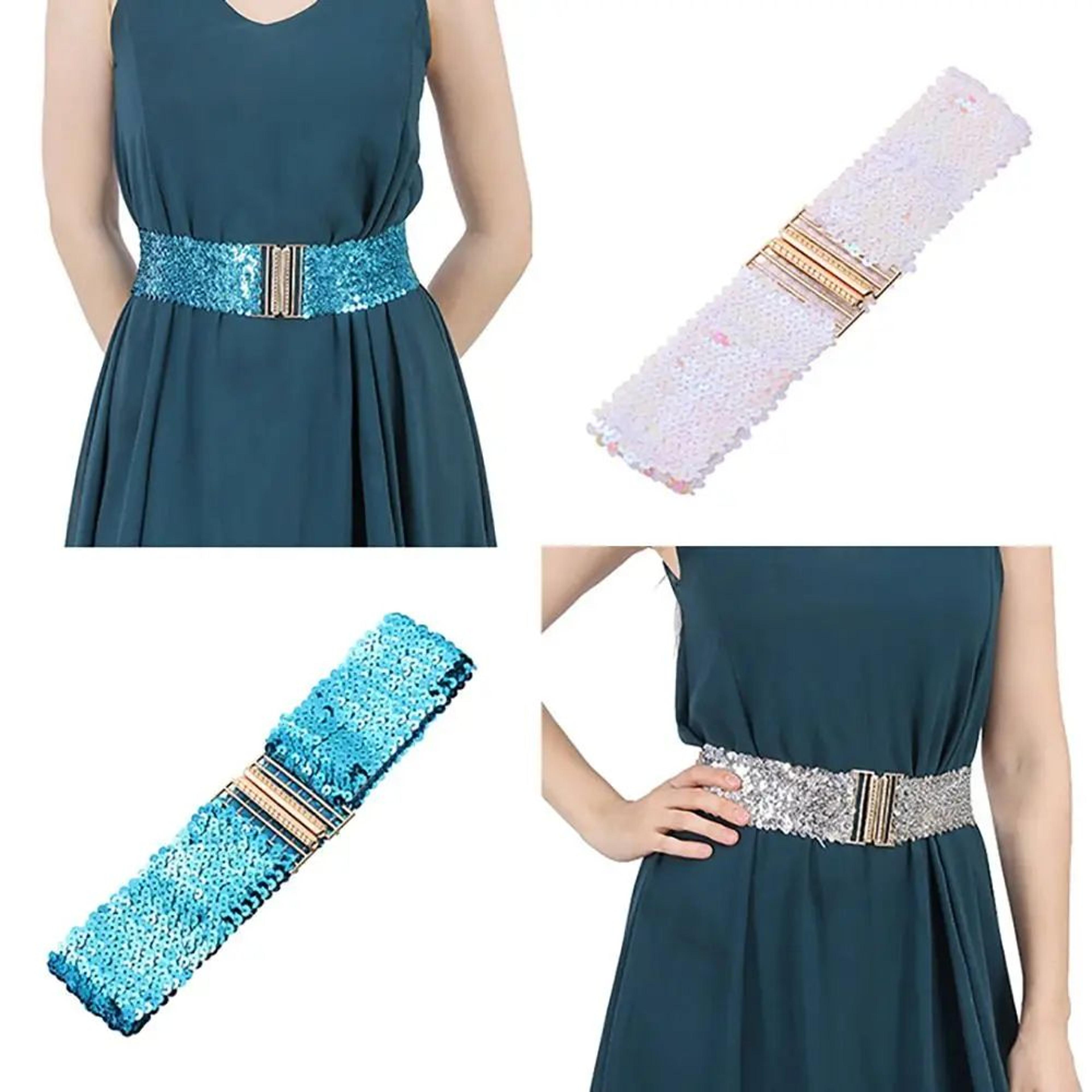 glamcurve sequin stretch waist belt