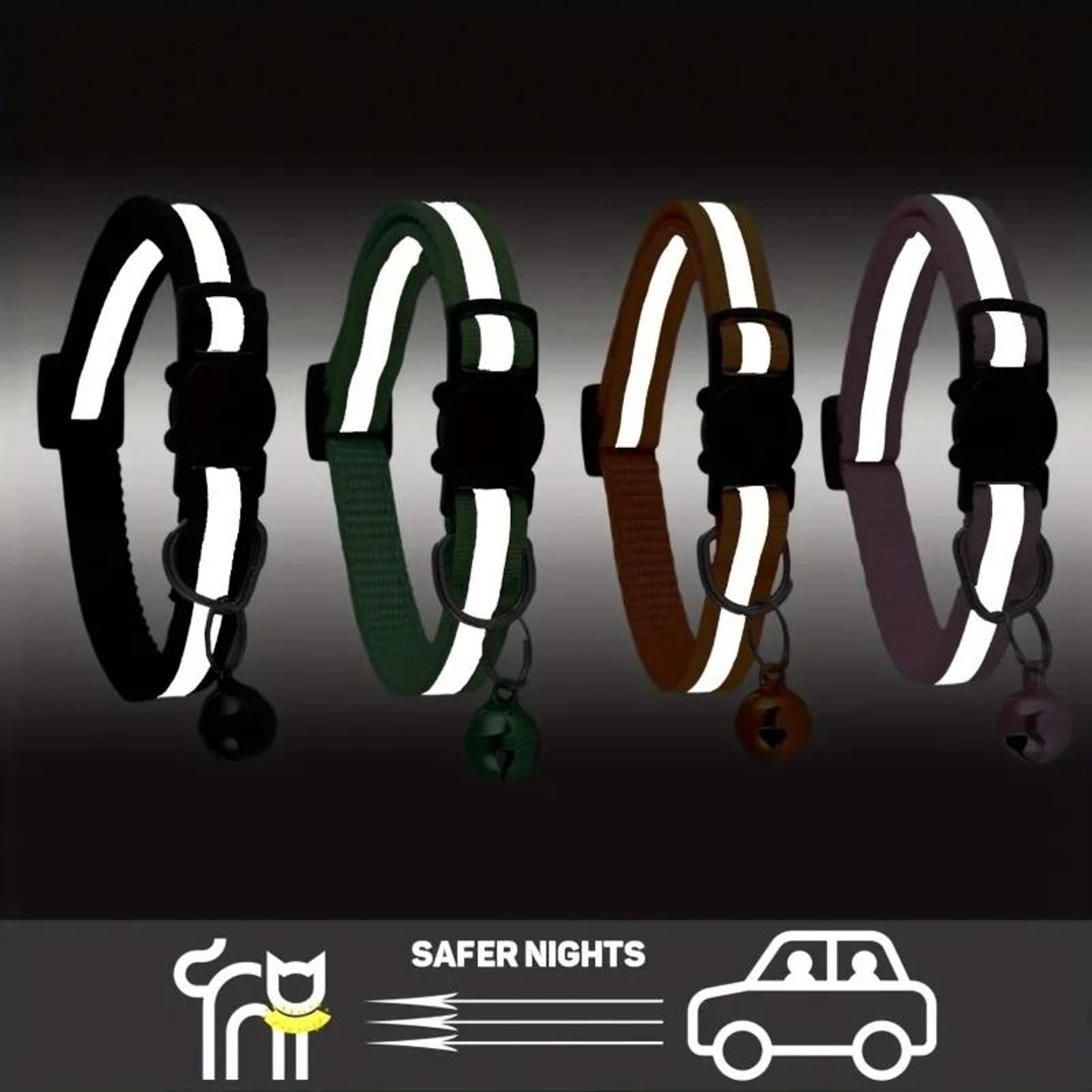 safeglow personalized reflective cat collar set