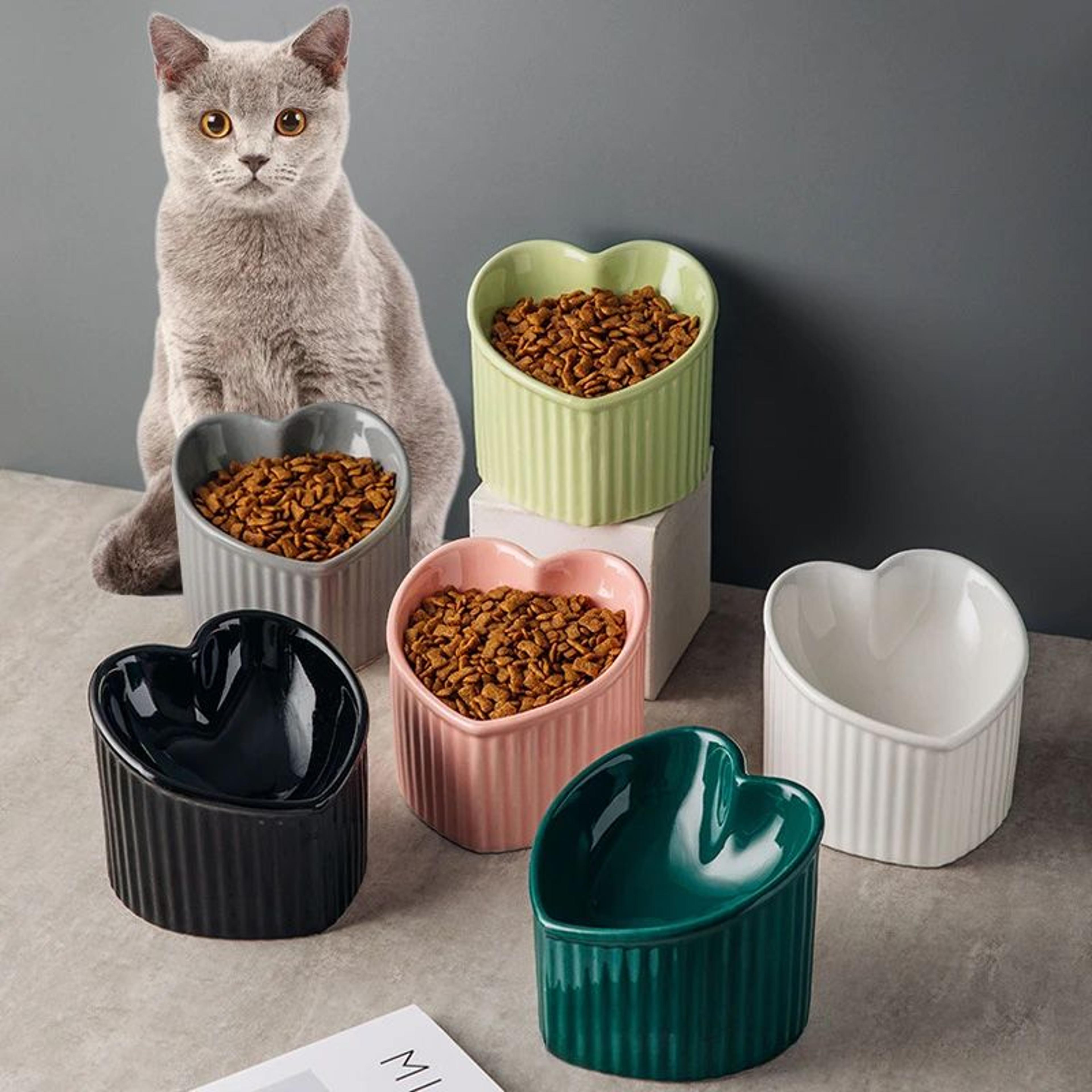 comforttilt elevated ceramic cat bowl with anti tip stand
