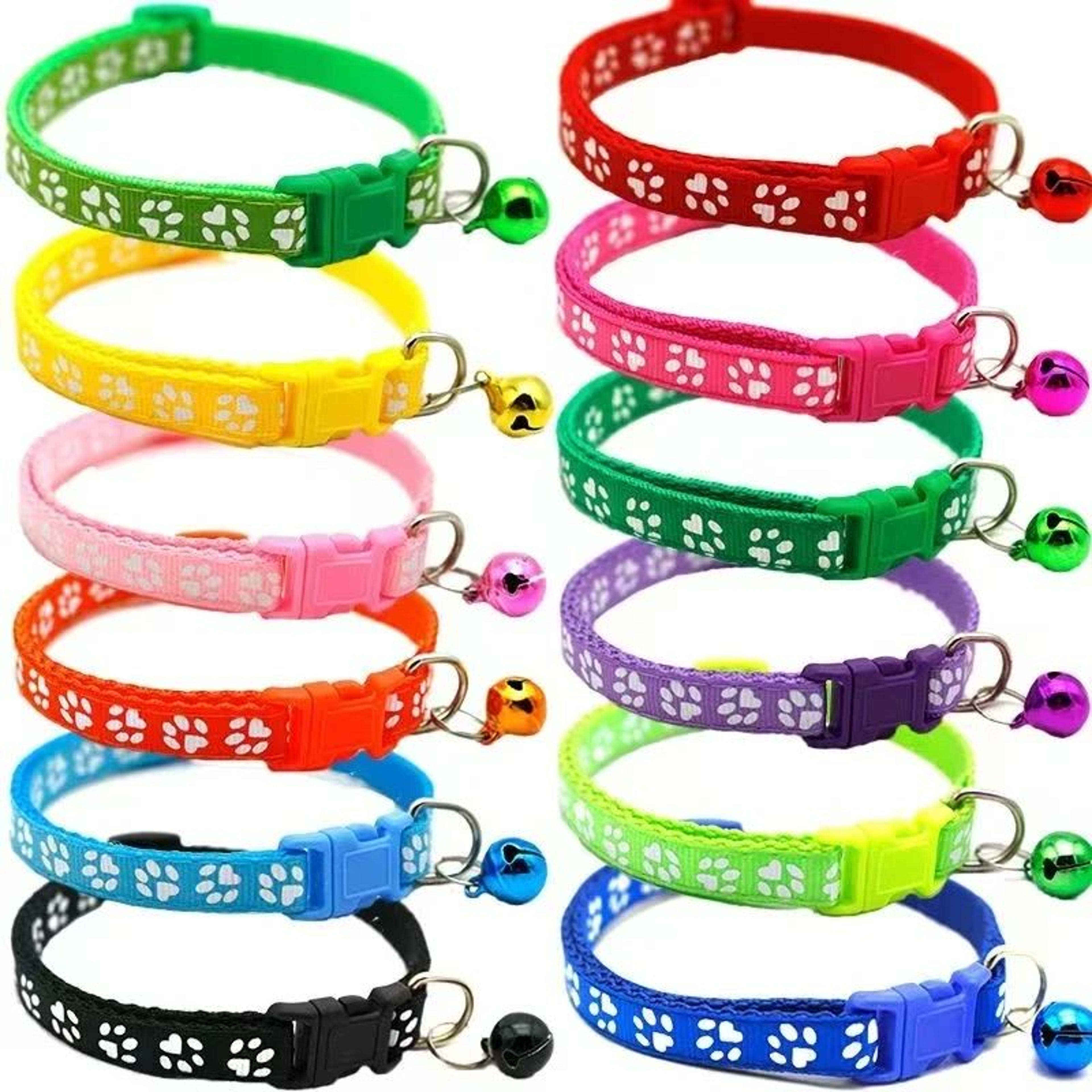 pawprint adjustable pet collar with bell for cats and small dogs