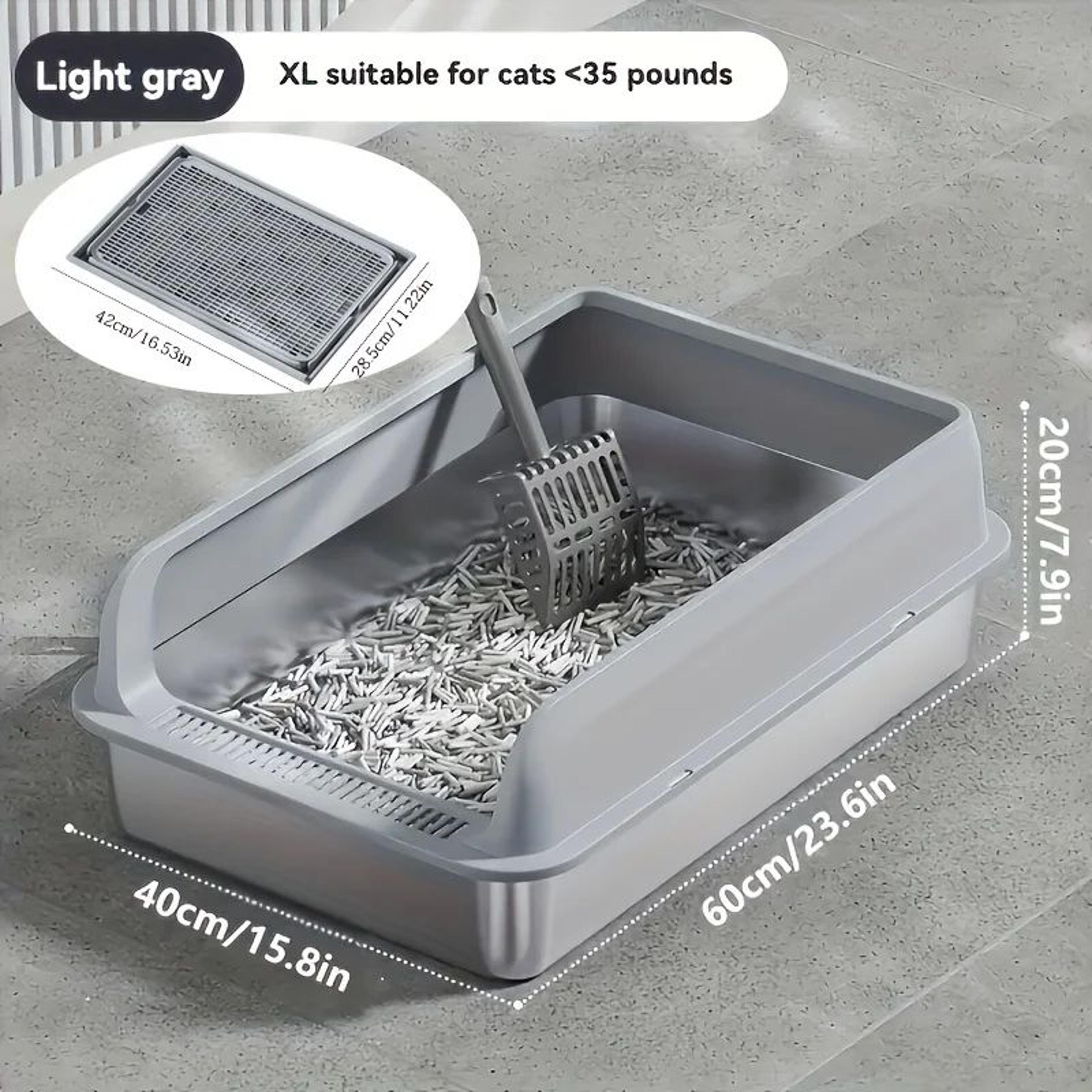 kemorela extra large stainless steel cat litter box with lid