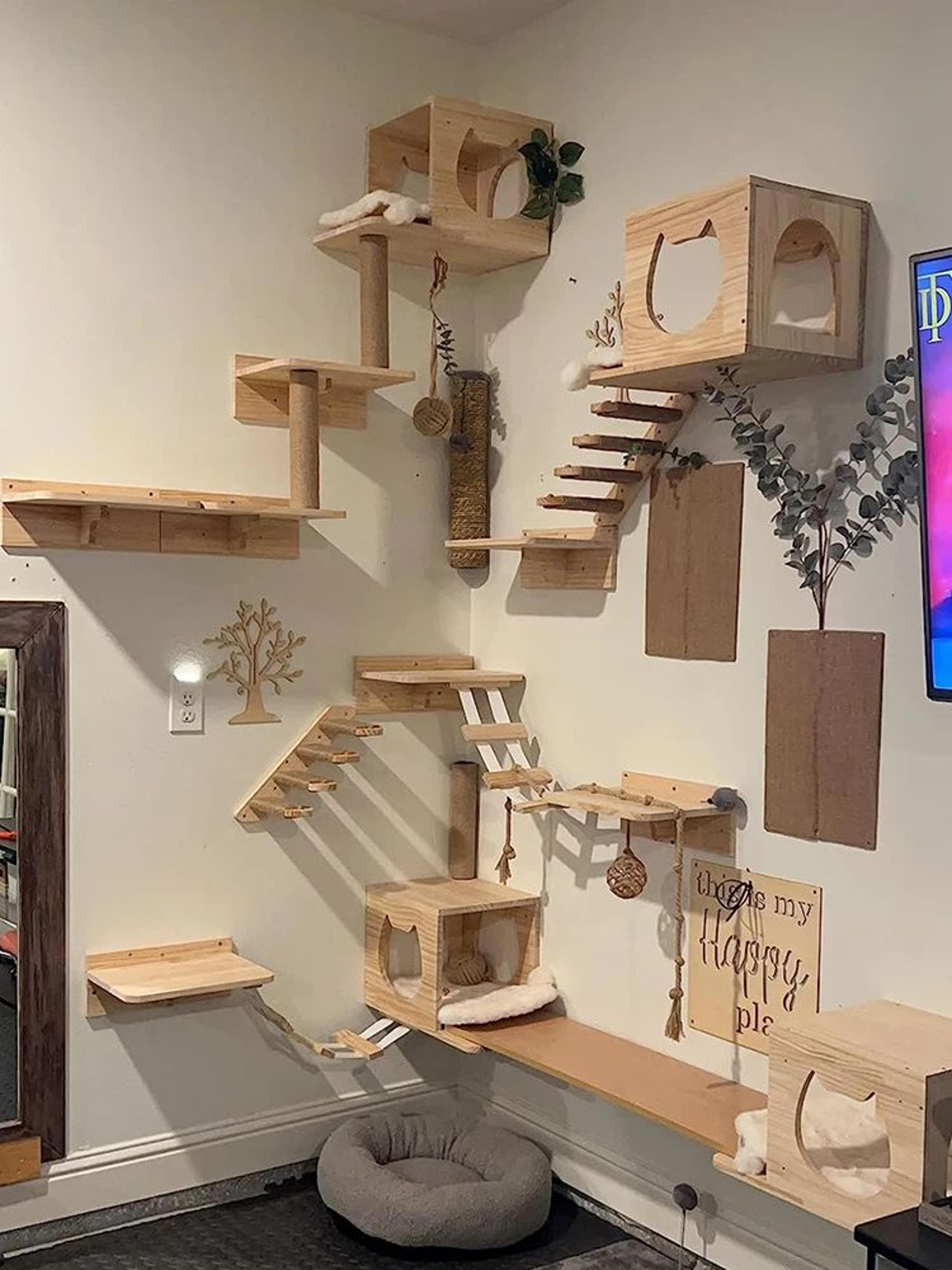 climbscape wall mounted cat climbing shelf and scratching steps