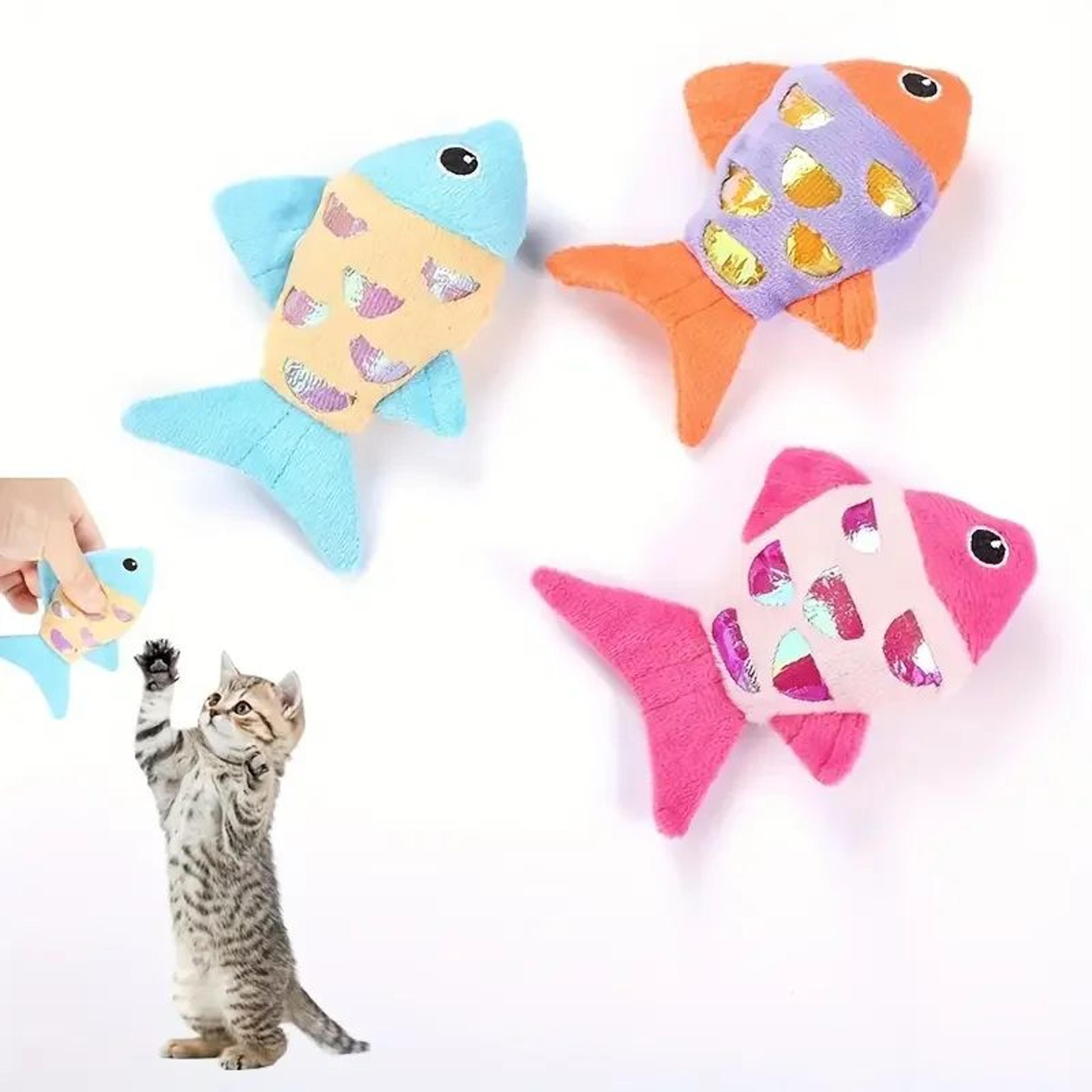 fish frenzy cat kicker toy with catnip and crinkle paper