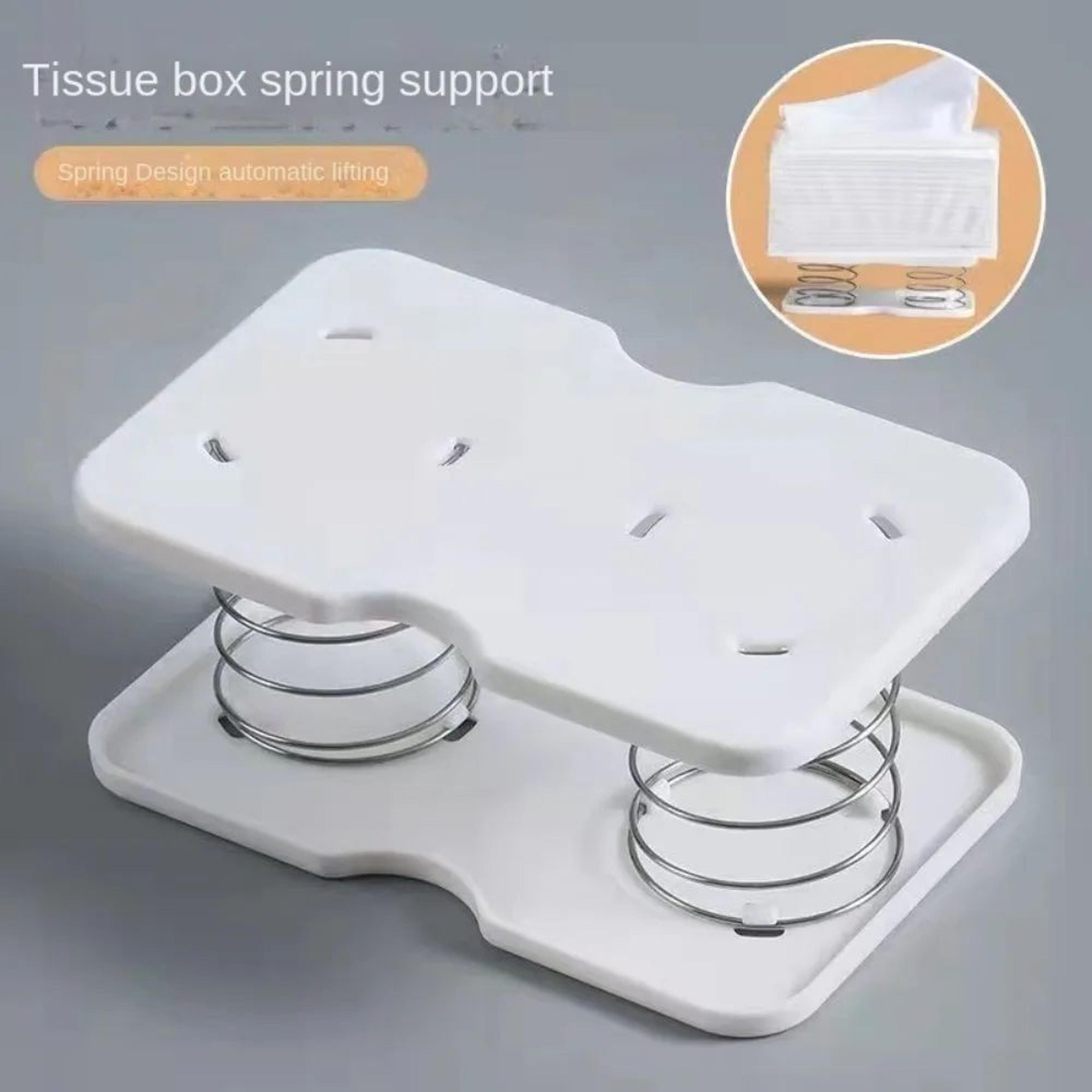 spring loaded paper towel holder and tissue box organizer