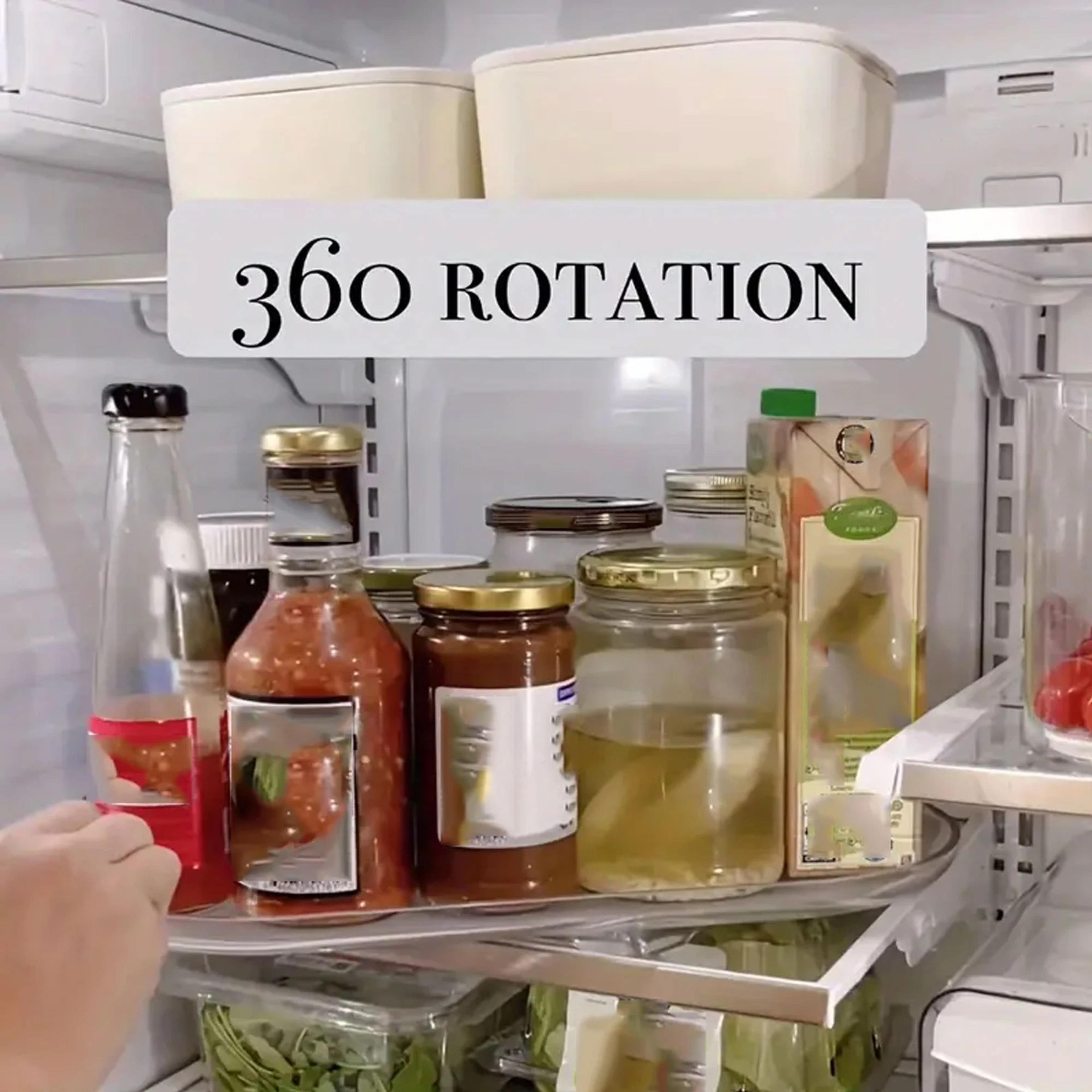 360 degree rotating refrigerator organizer tray