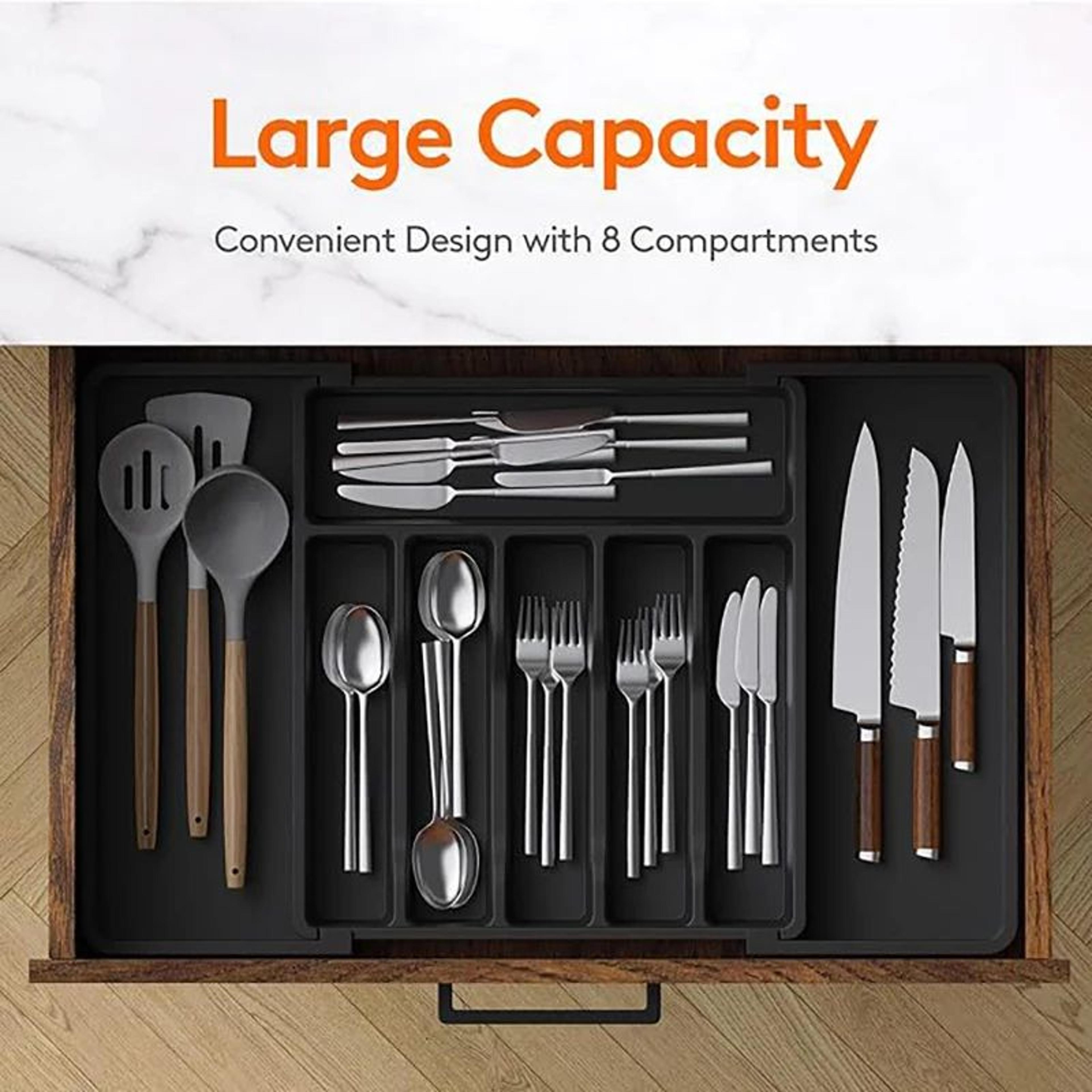 expandable cutlery drawer organizer adjustable kitchen utensil storage tray