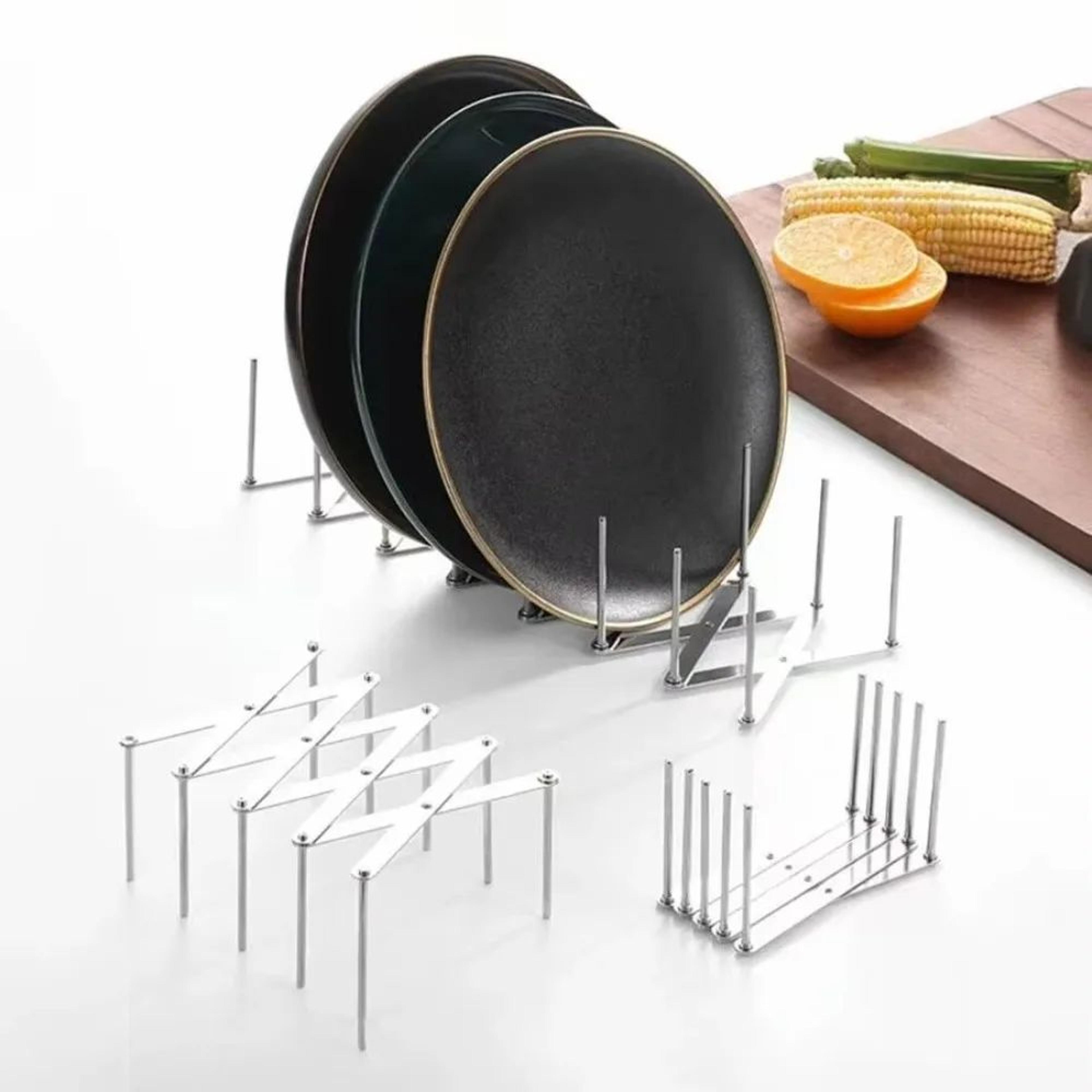 stainless steel expandable pot lid and dish organizer rack