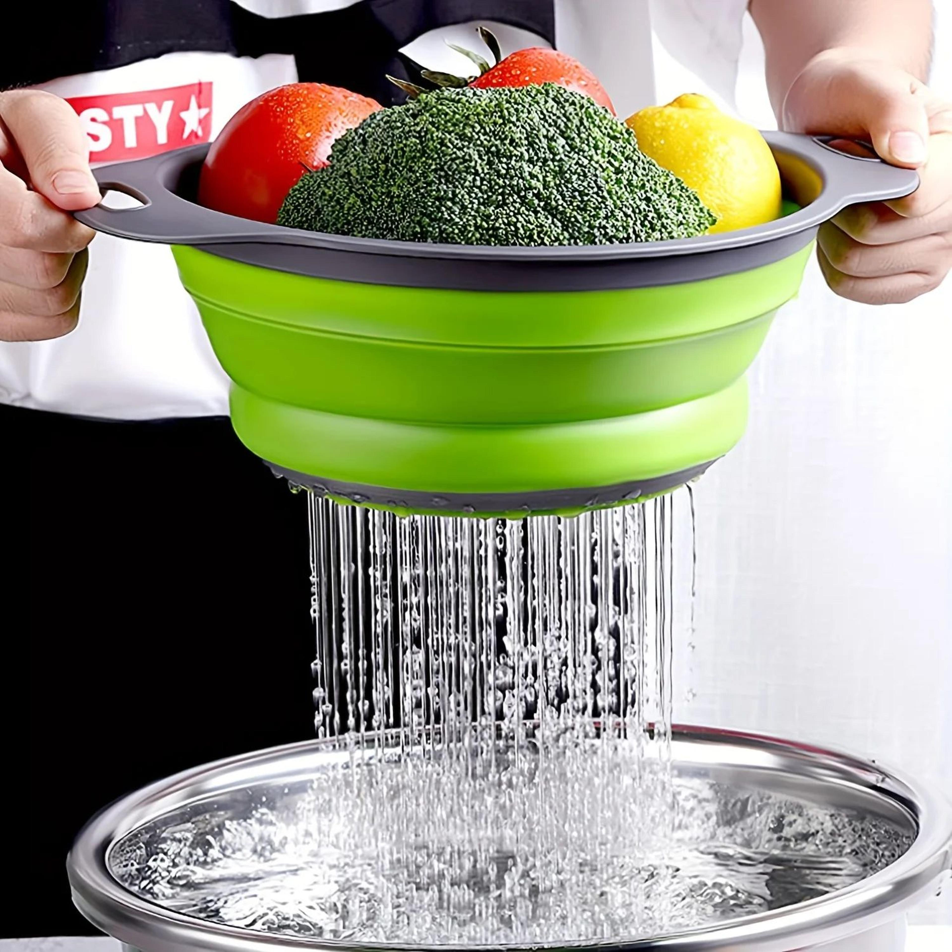 foldable silicone vegetable washing and draining basket