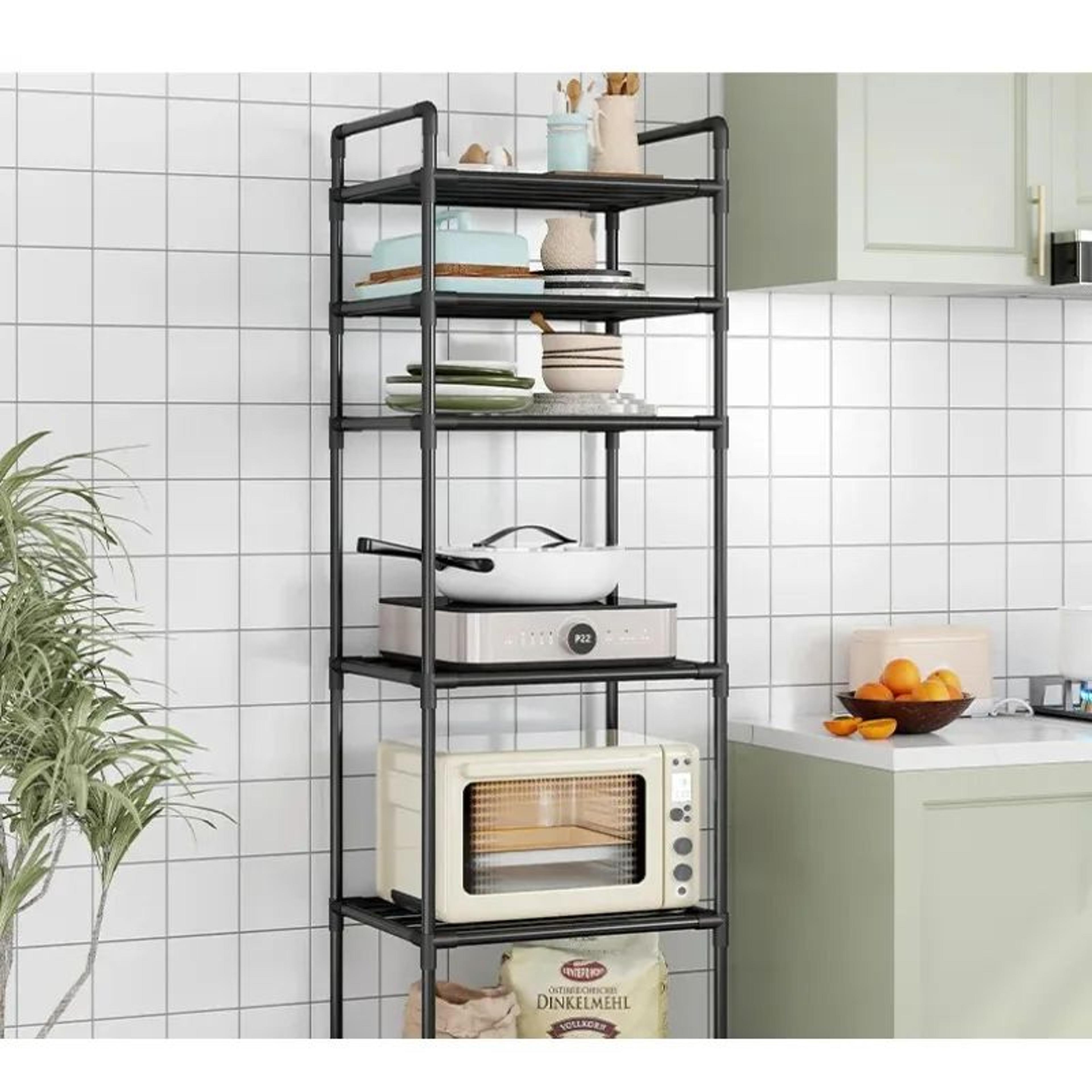 floor to ceiling kitchen storage rack and microwave stand organizer