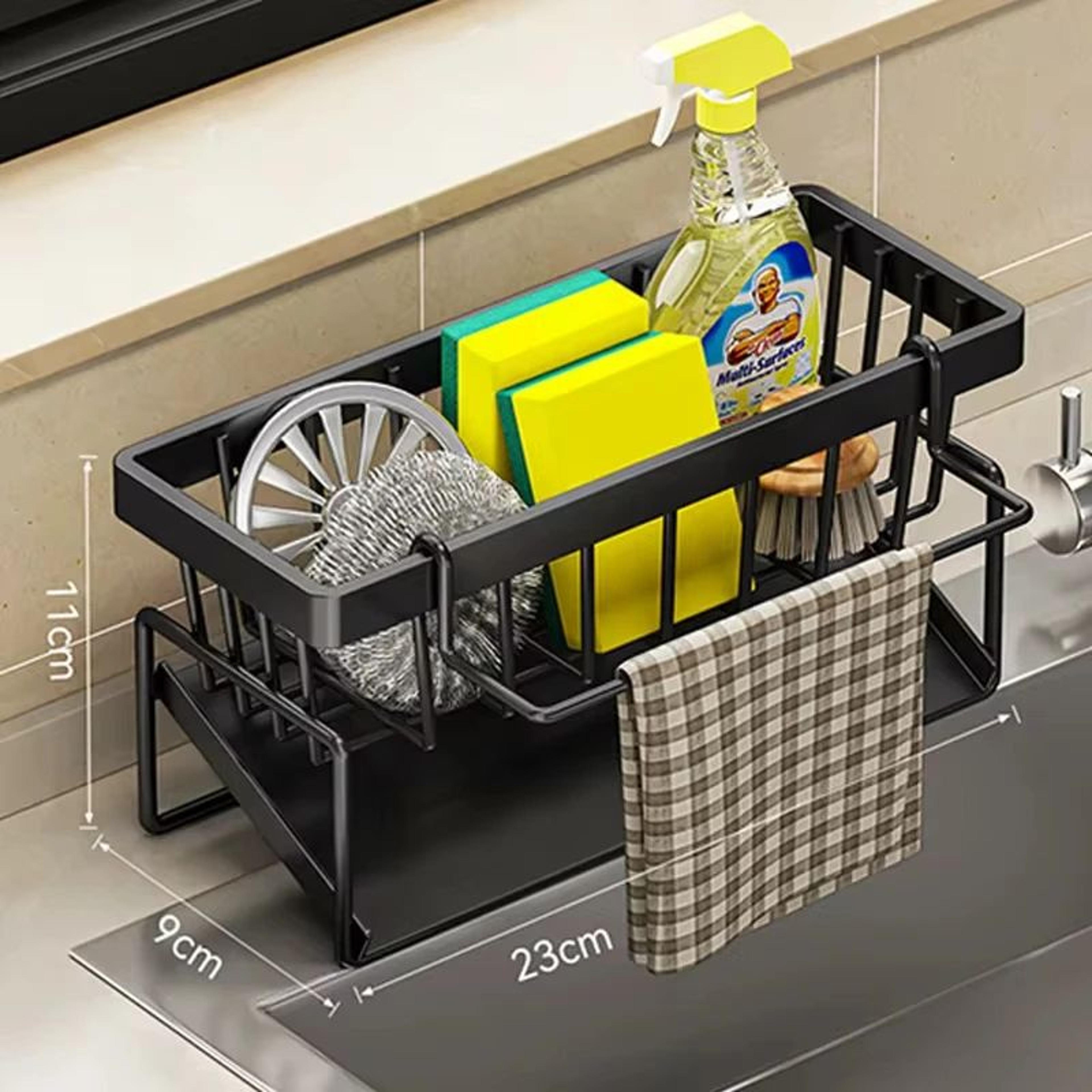stainless steel kitchen sink organizer rack for sponge and cleaning tools