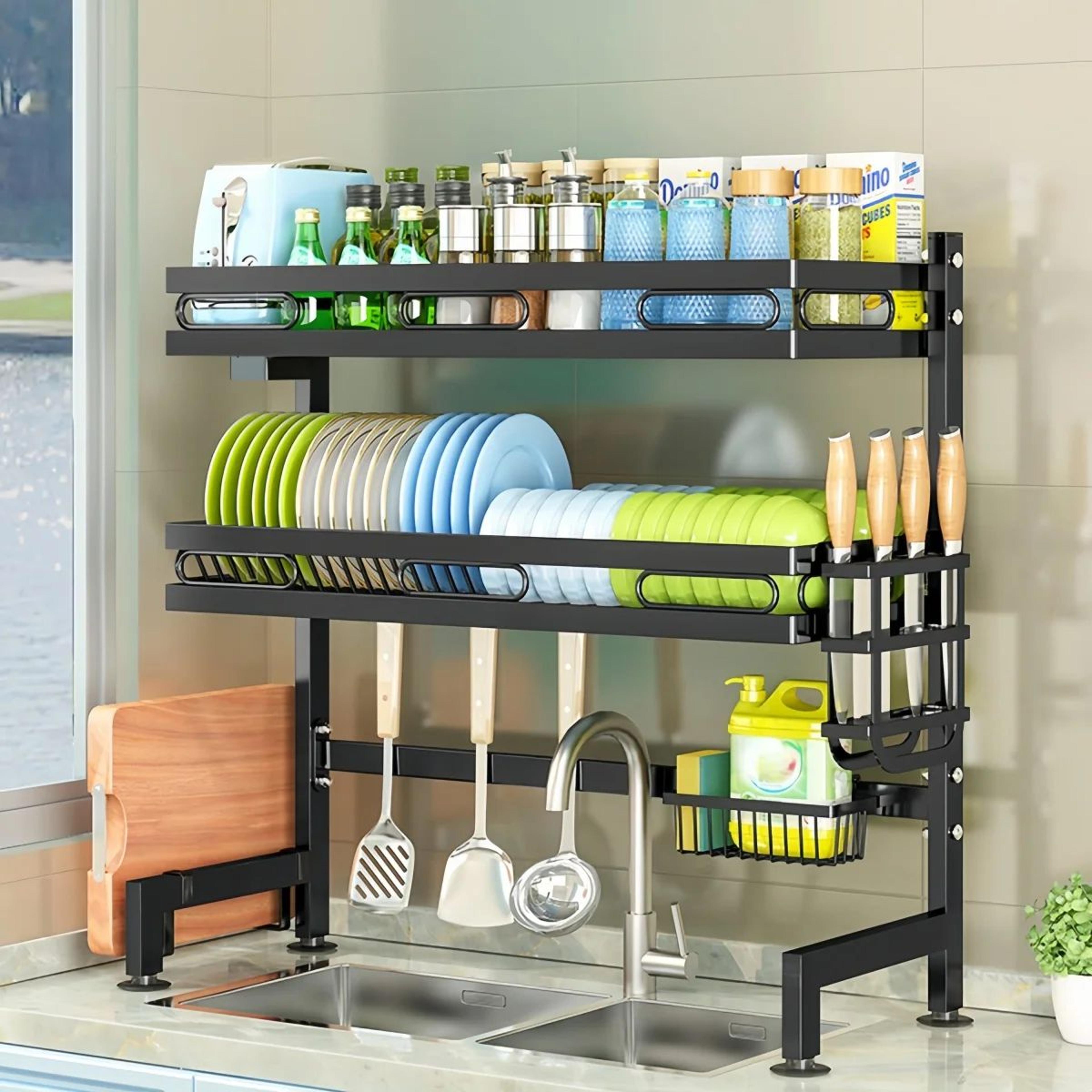 over sink dish drying rack kitchen storage organizer with utensil holders