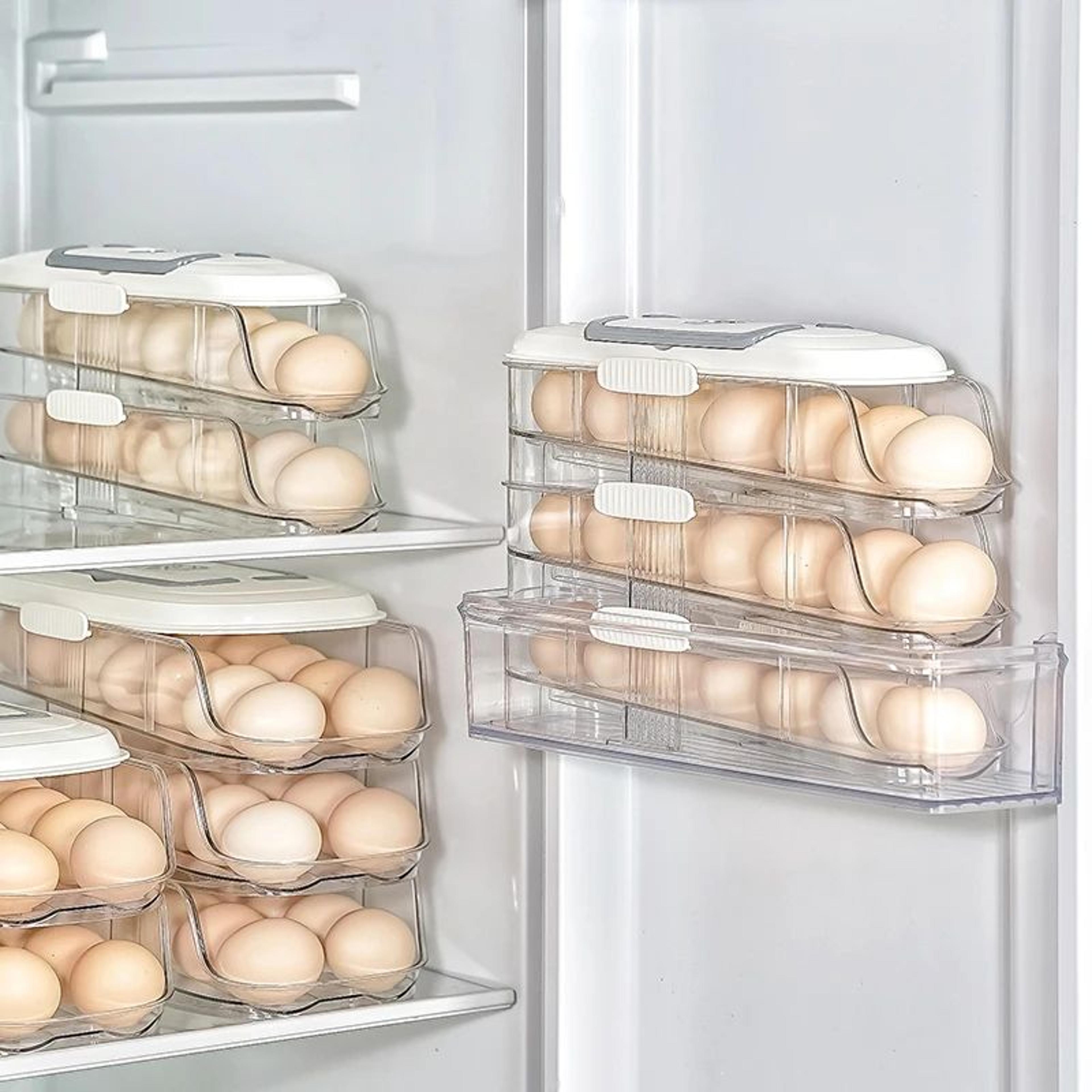 automatic rolling egg storage box multi layer refrigerator organizer