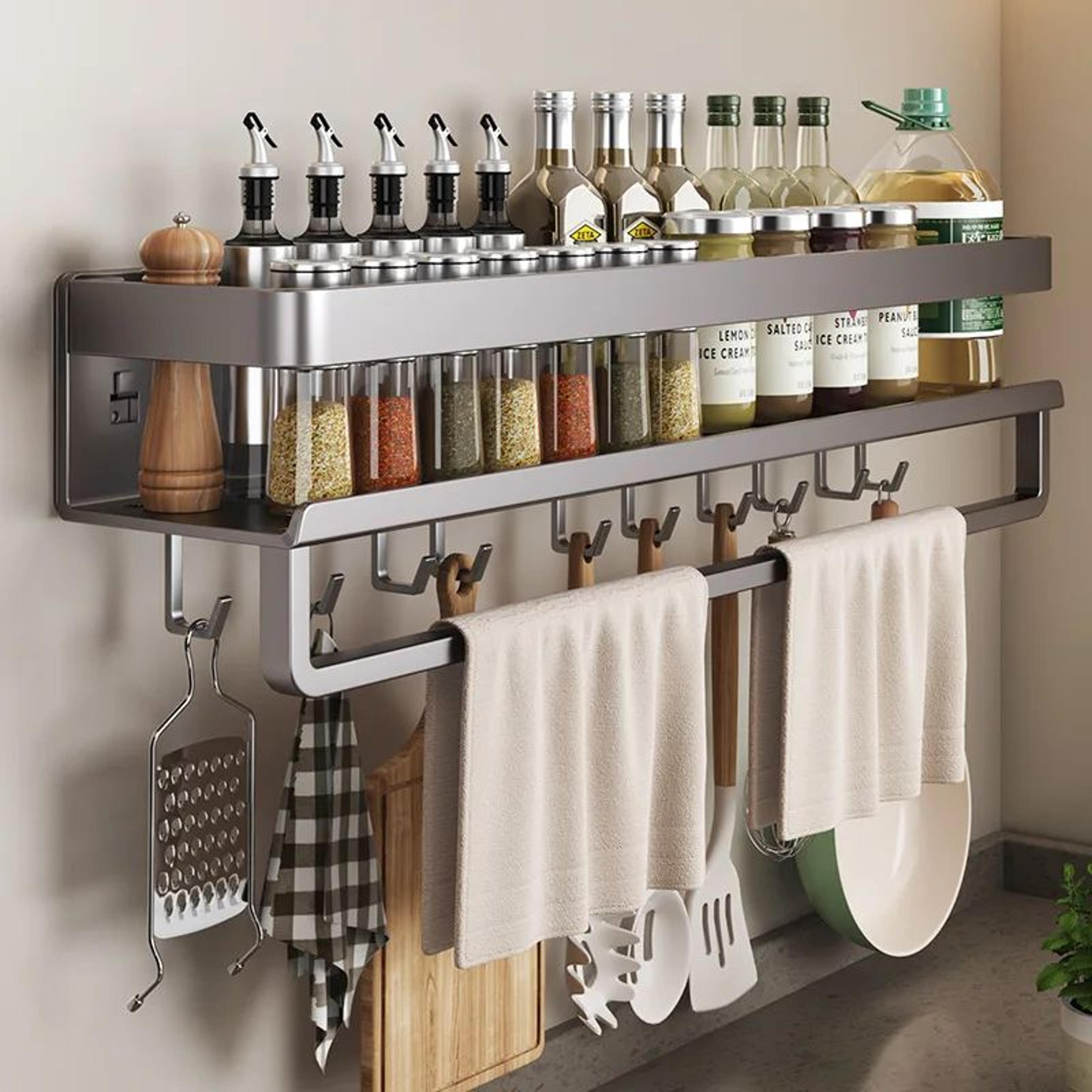 aluminum wall mounted spice rack kitchen storage shelf