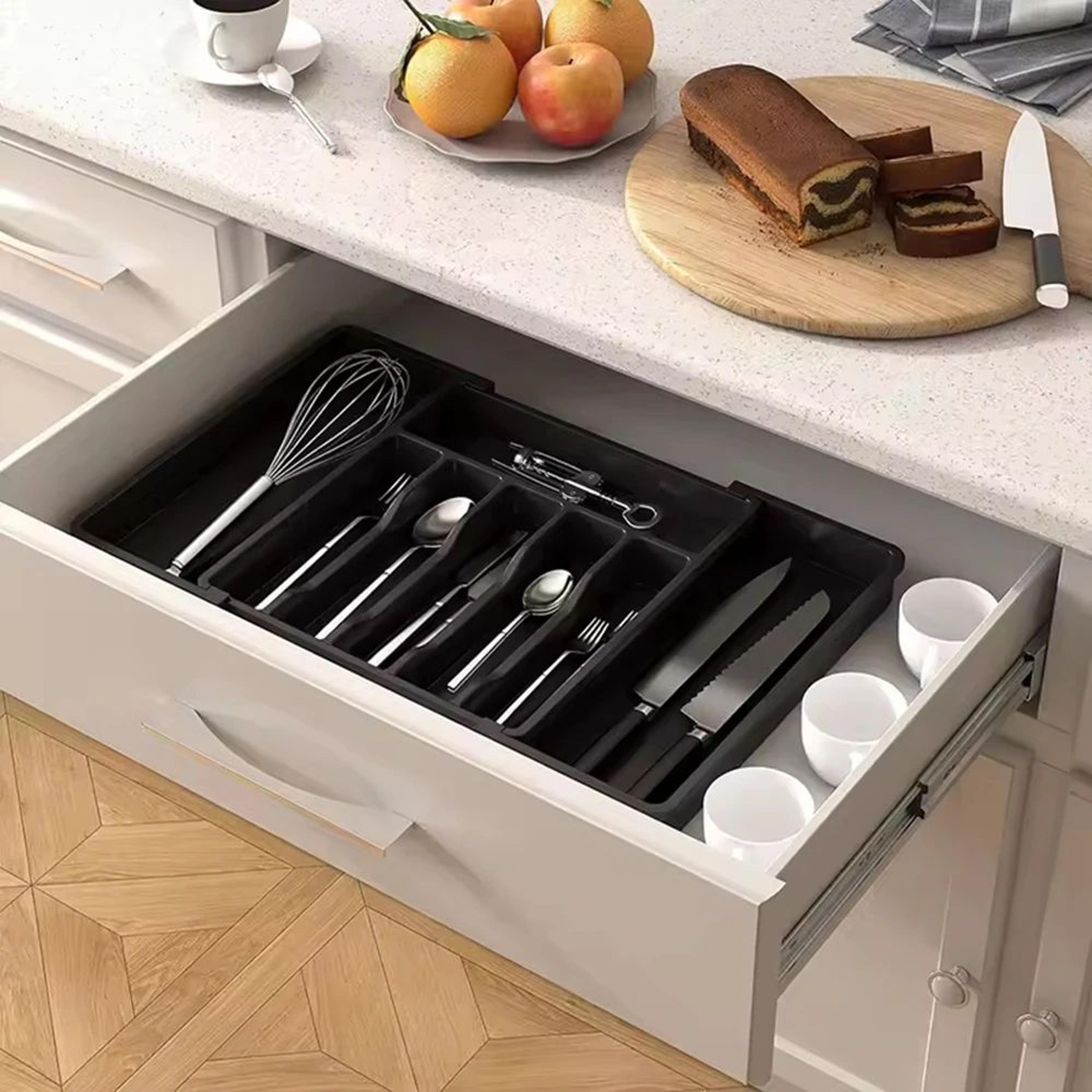 adjustable flatware organizer drawer tray with dividers