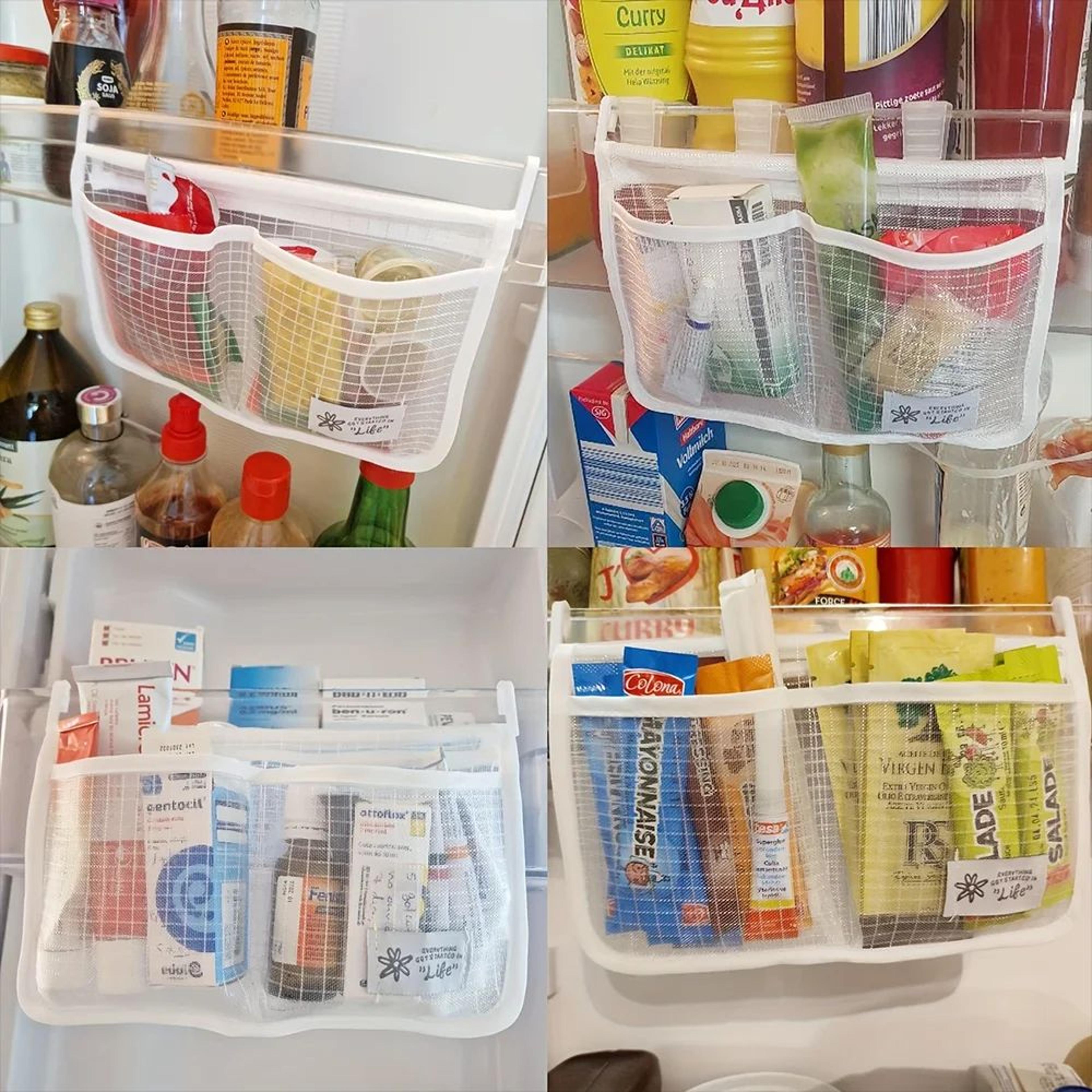 refrigerator hanging mesh storage organizer bag