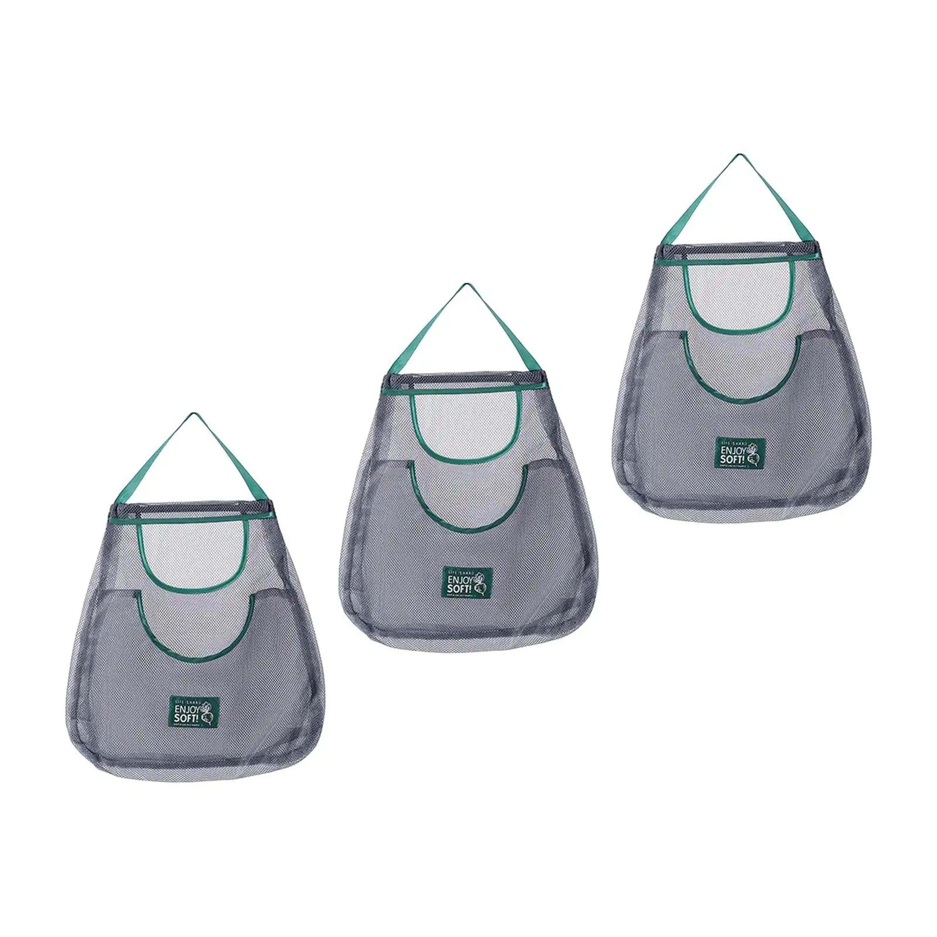 3 piece hanging mesh produce storage bags wall organizer