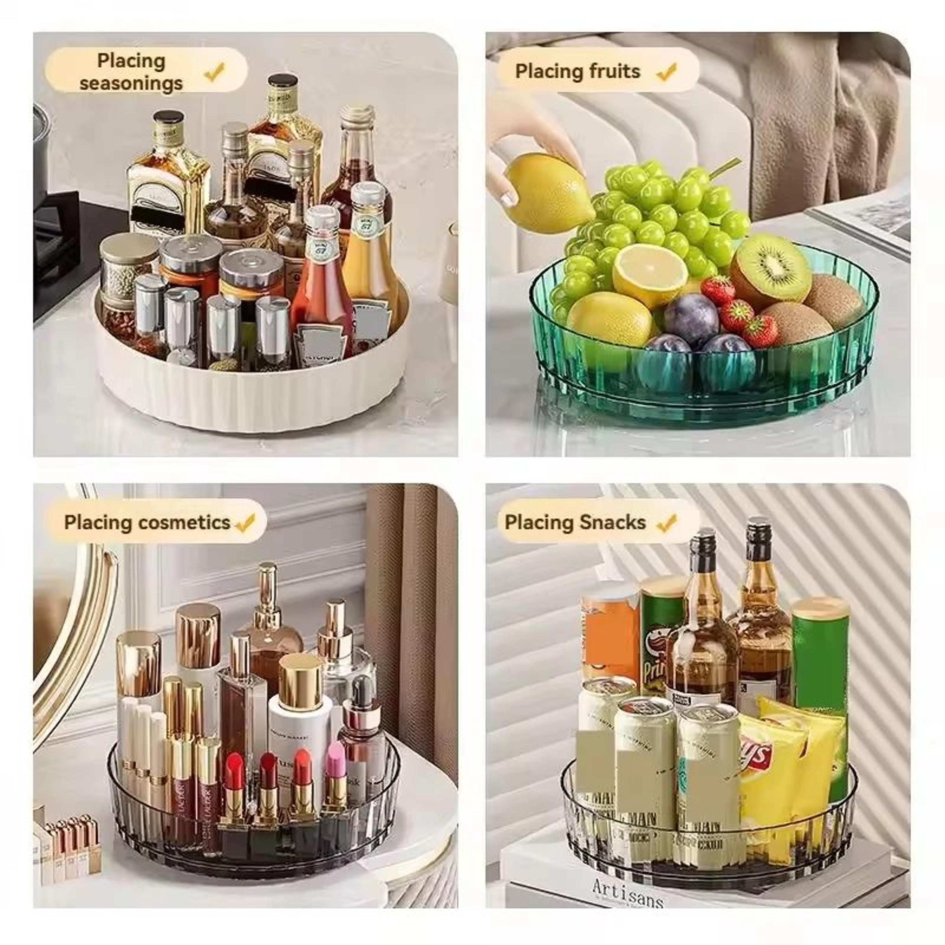 360 rotating spice rack lazy susan kitchen cabinet organizer tray