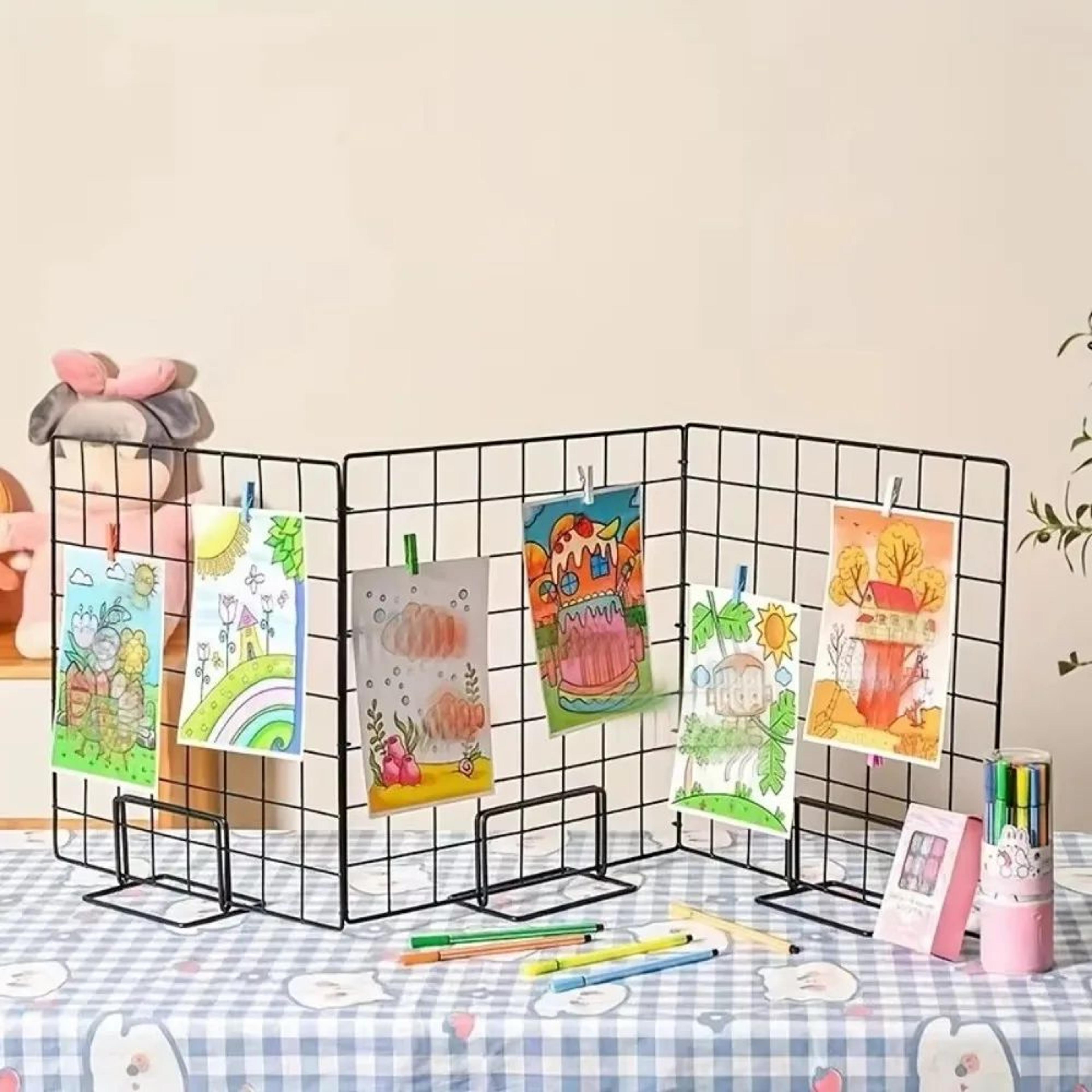 metal grid panel display stand art photo and jewelry rack