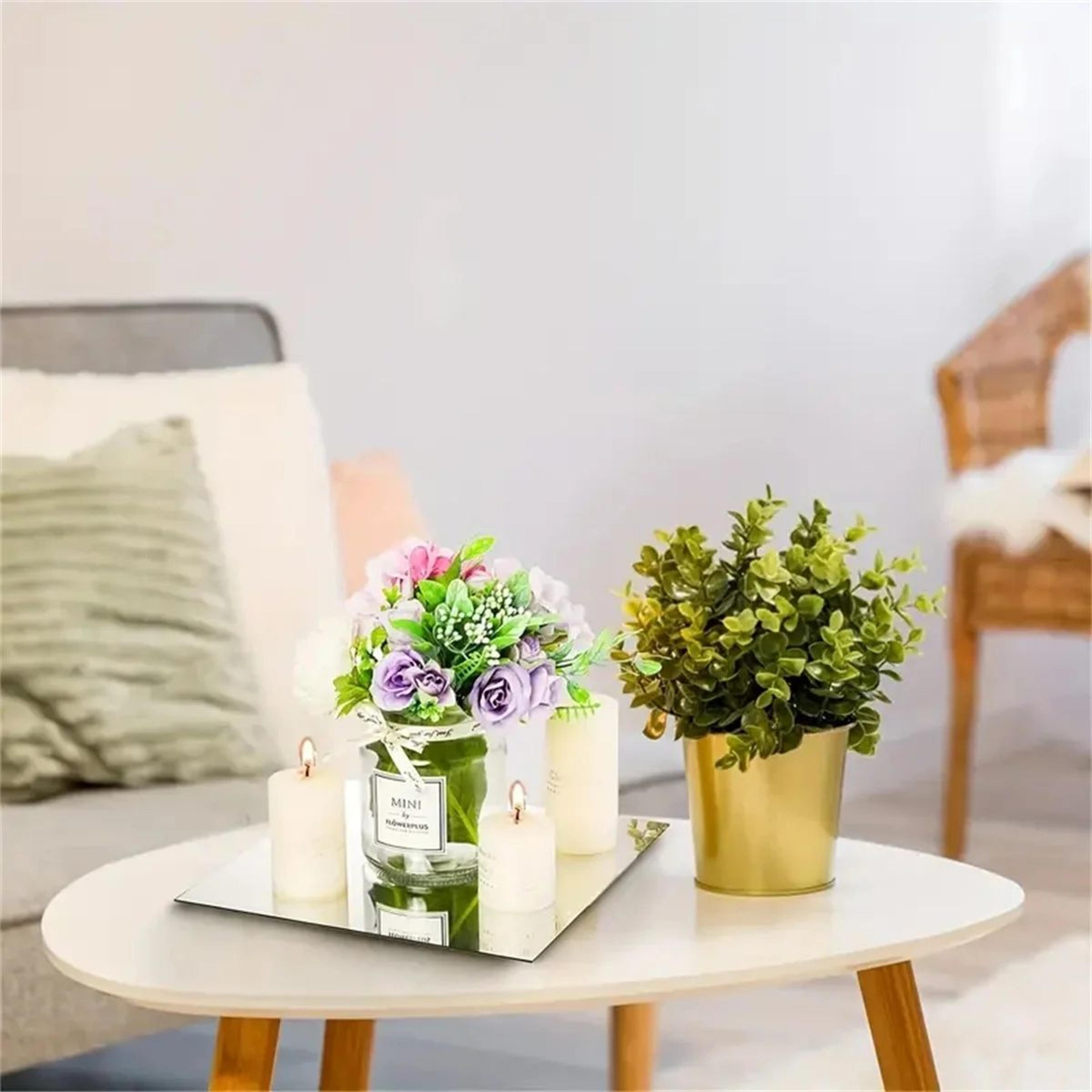 elegant acrylic square mirror tray set