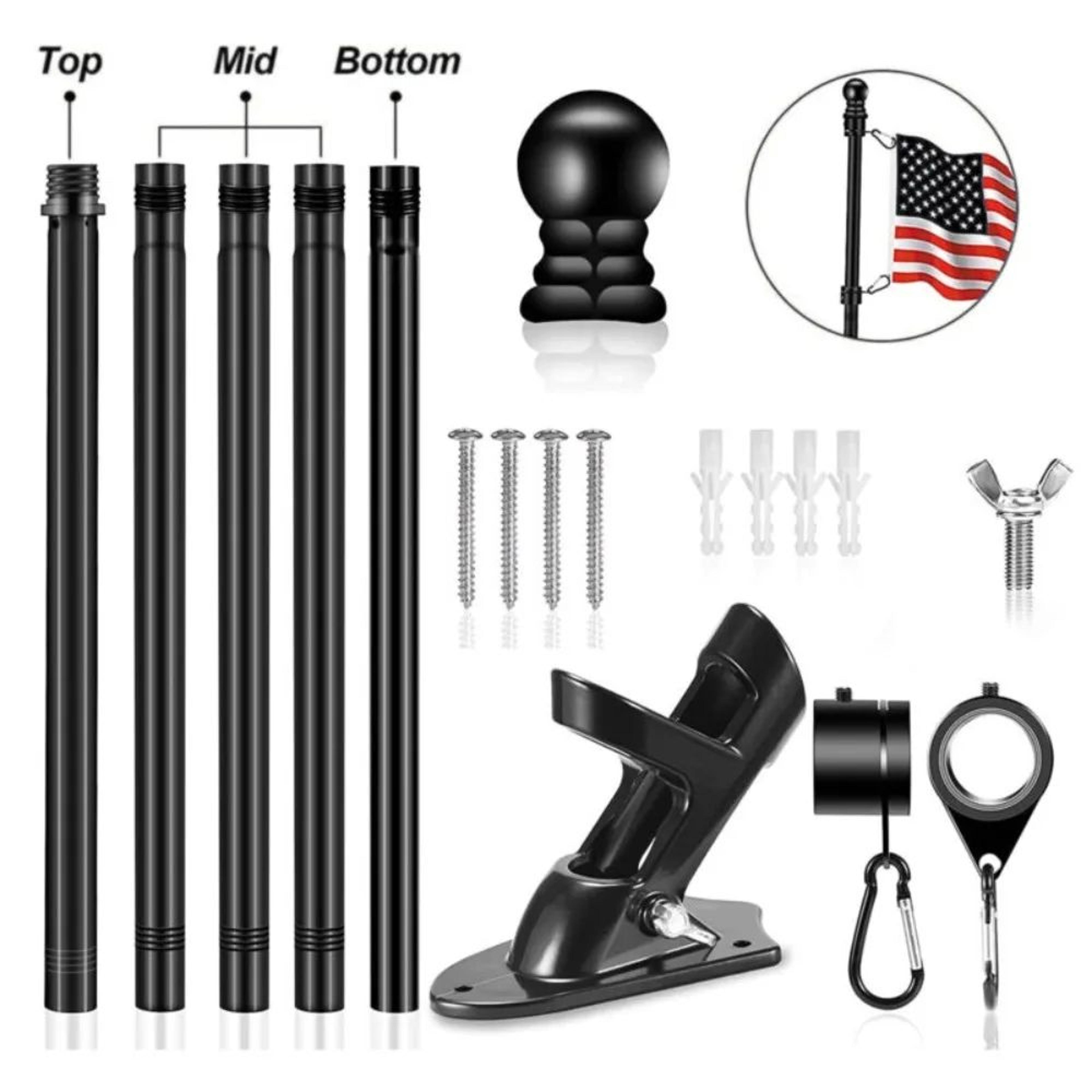 portable telescopic flag pole wall mount banner pole kit