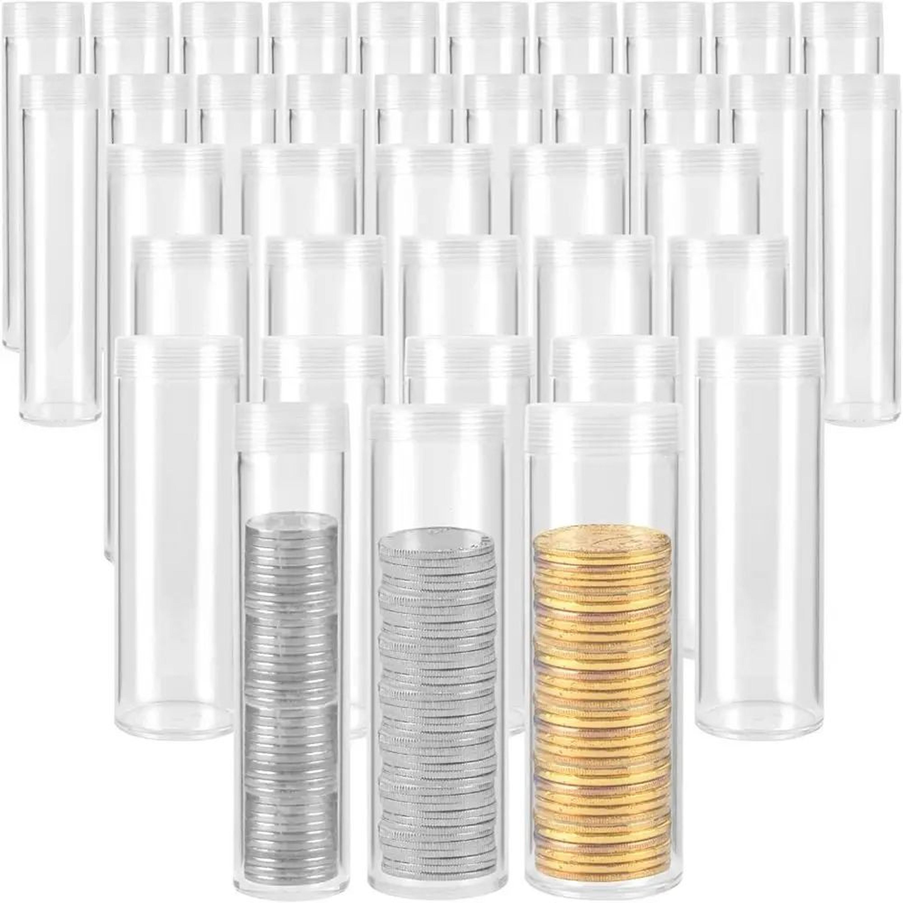 transparent coin storage tube dustproof coin organizer case