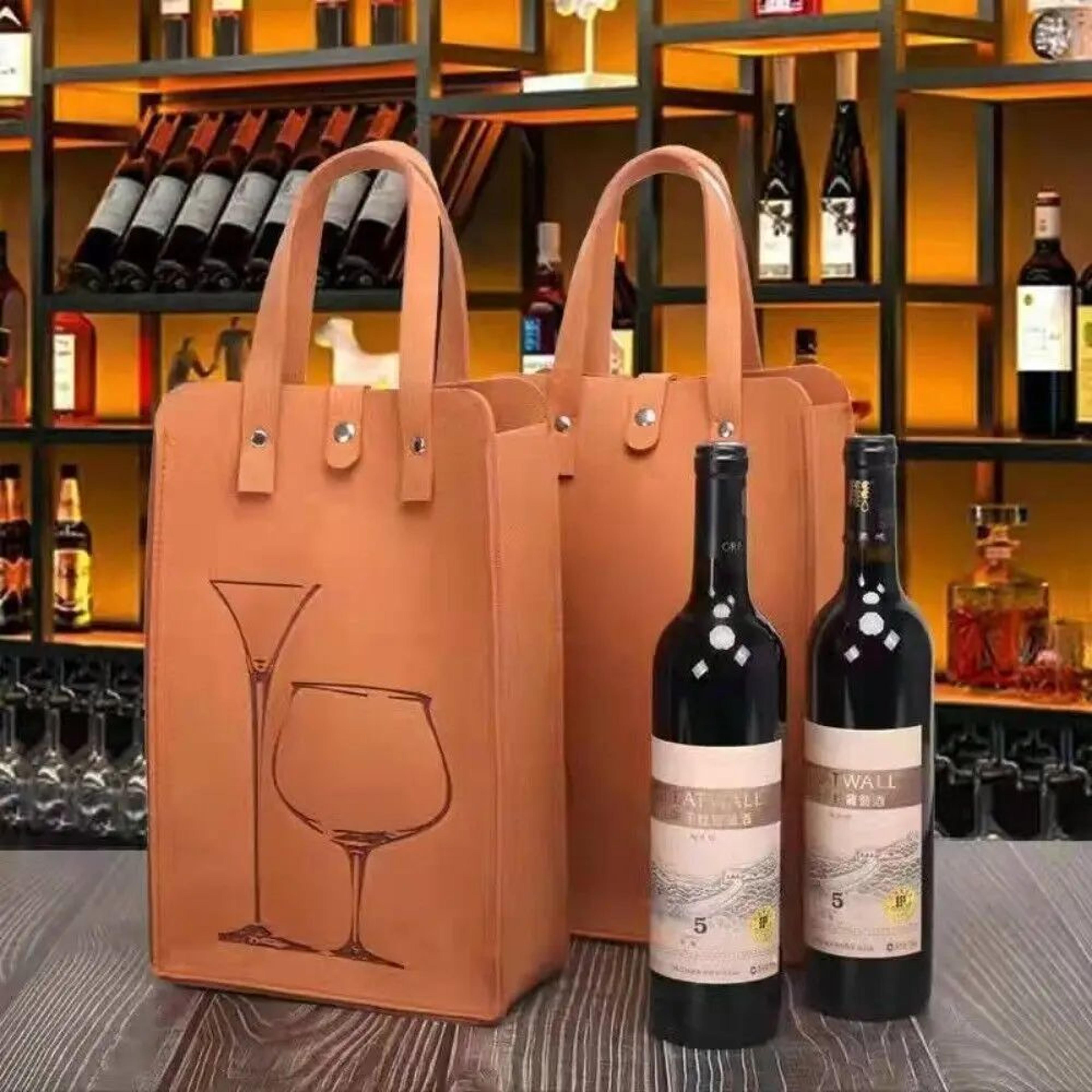 portable felt wine bottle gift bag double bottle carrier