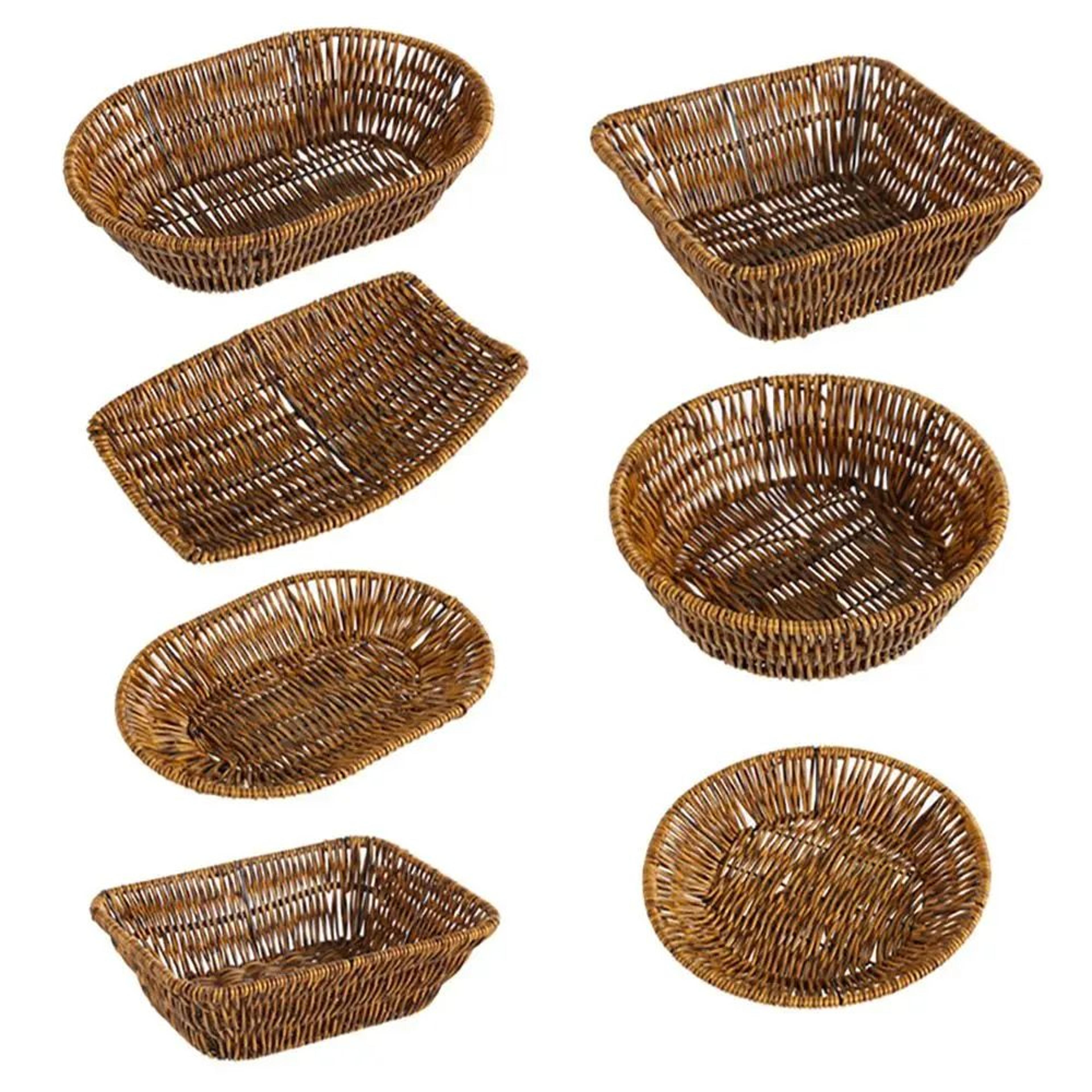 handwoven rattan bread basket fruit and serving tray