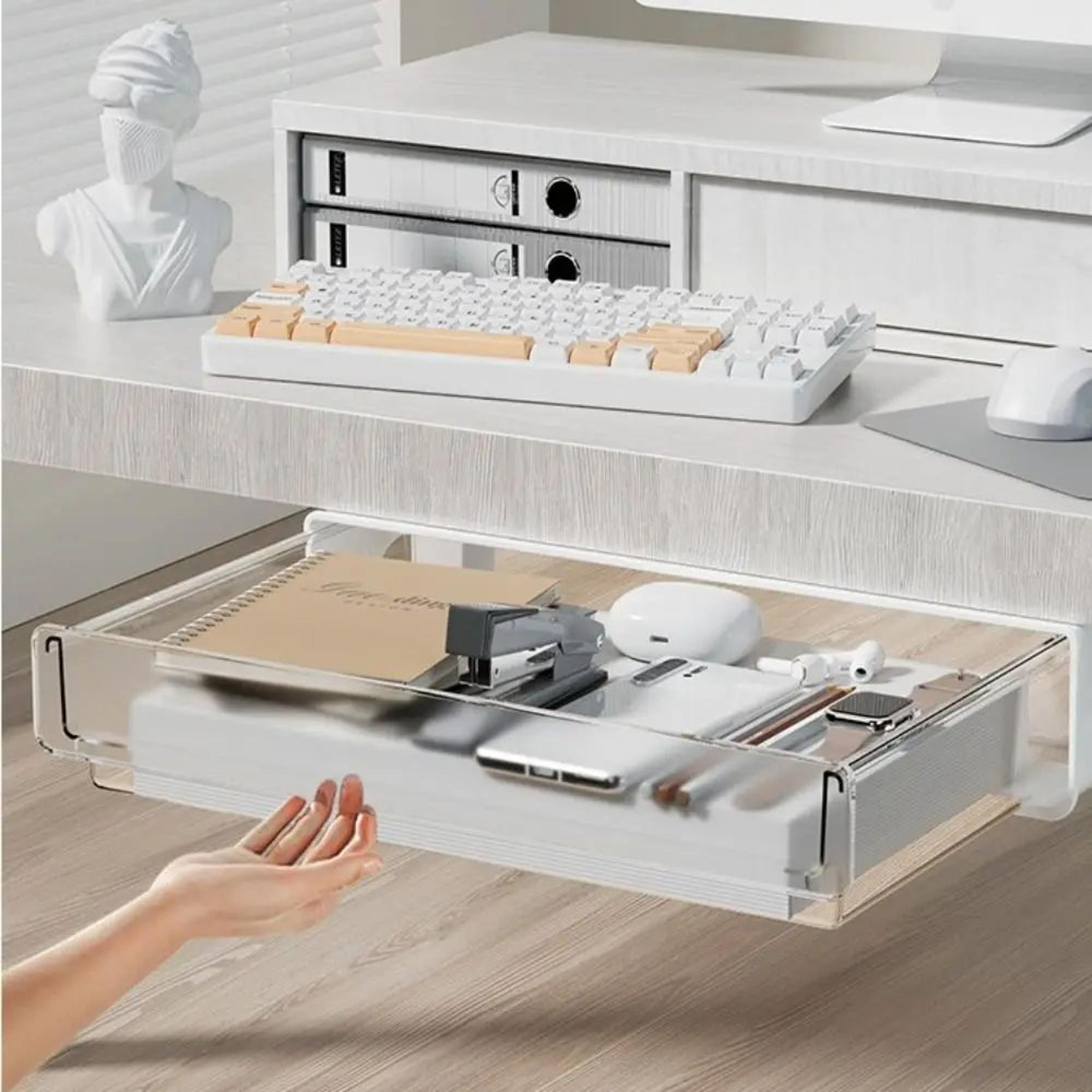 under desk storage drawer hidden pull out organizer large capacity shelf box