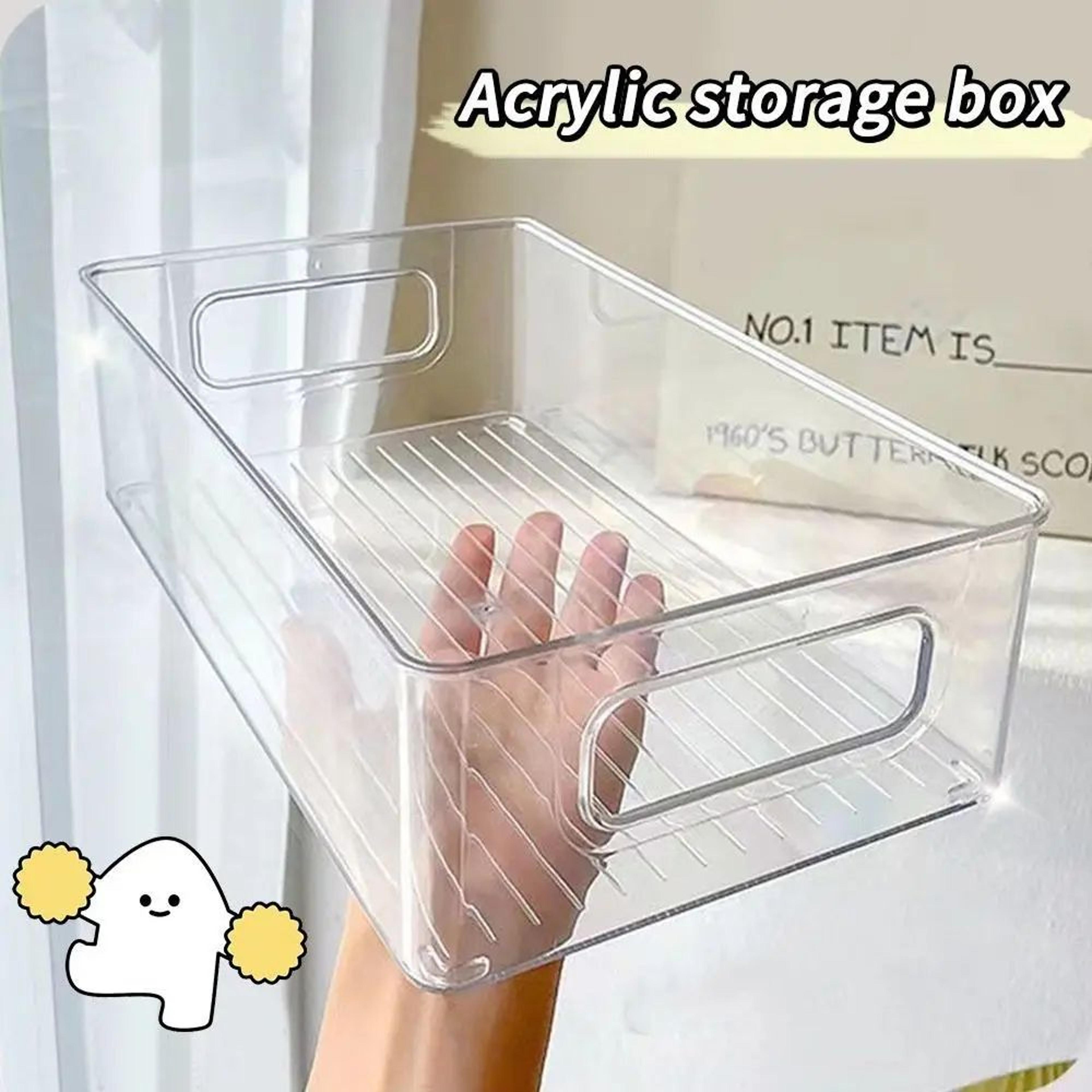 clear stackable storage bin multipurpose organizer box for kitchen fridge and desk