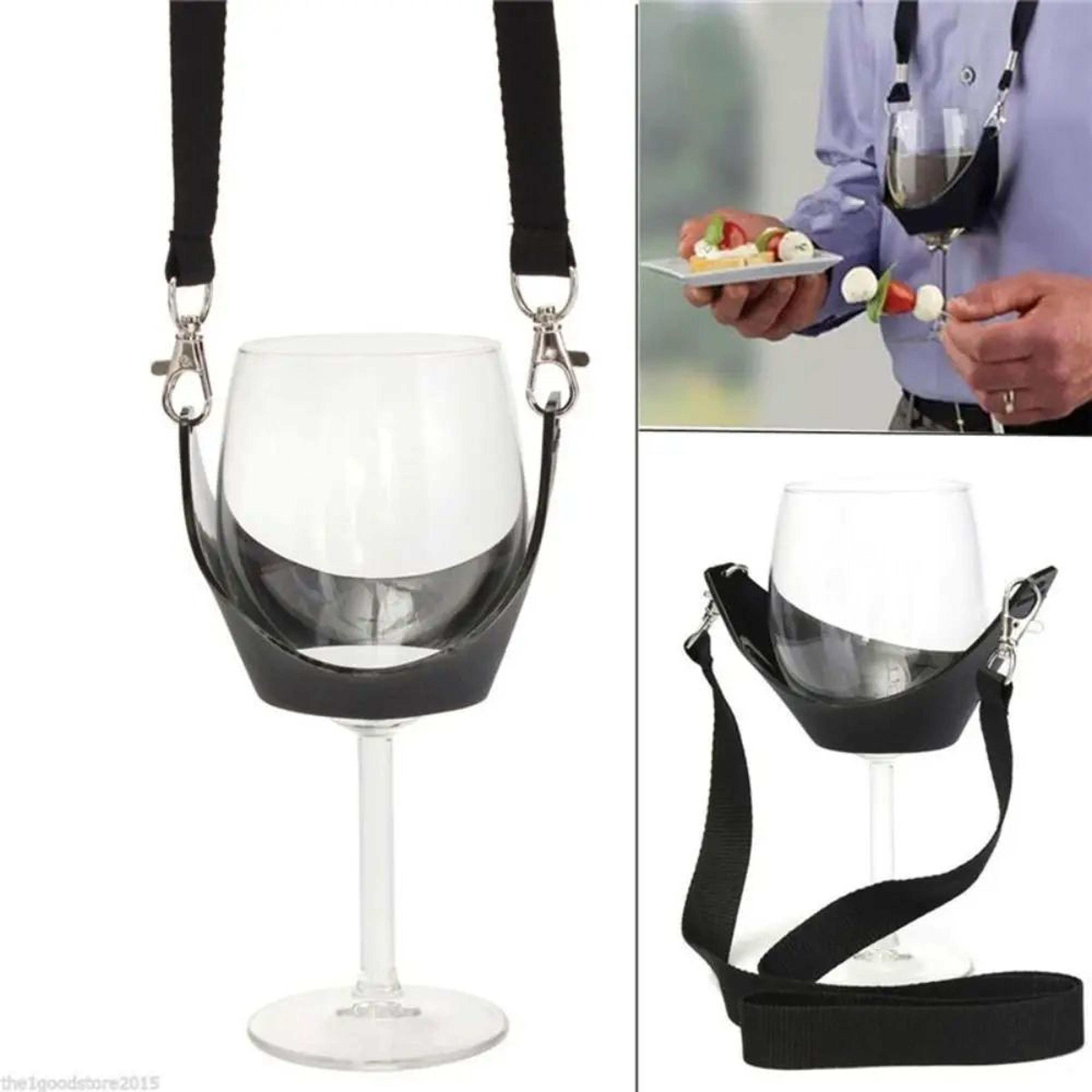 portable wine glass holder neck strap hands free wine glass sling