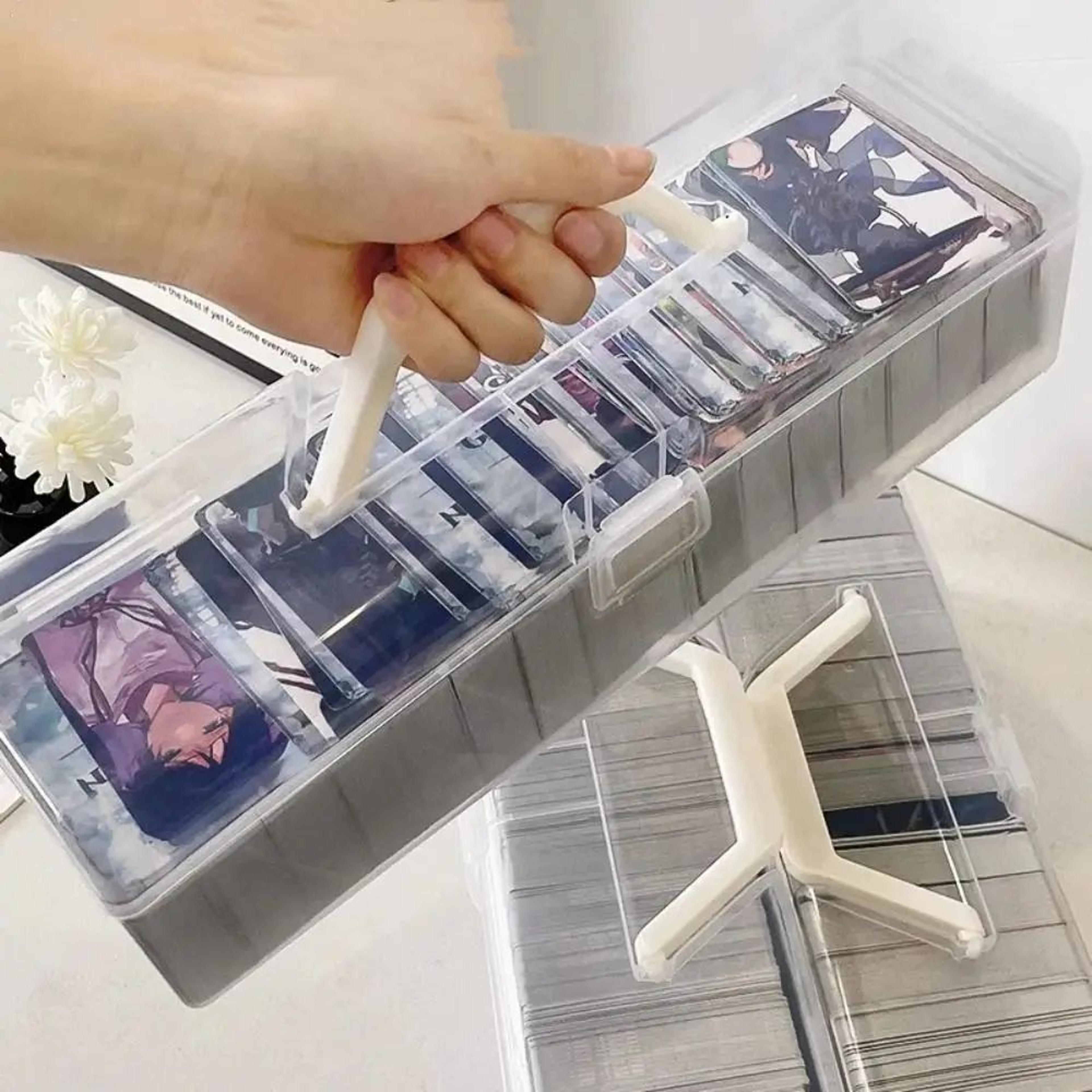 transparent trading card storage box large capacity card organizer case
