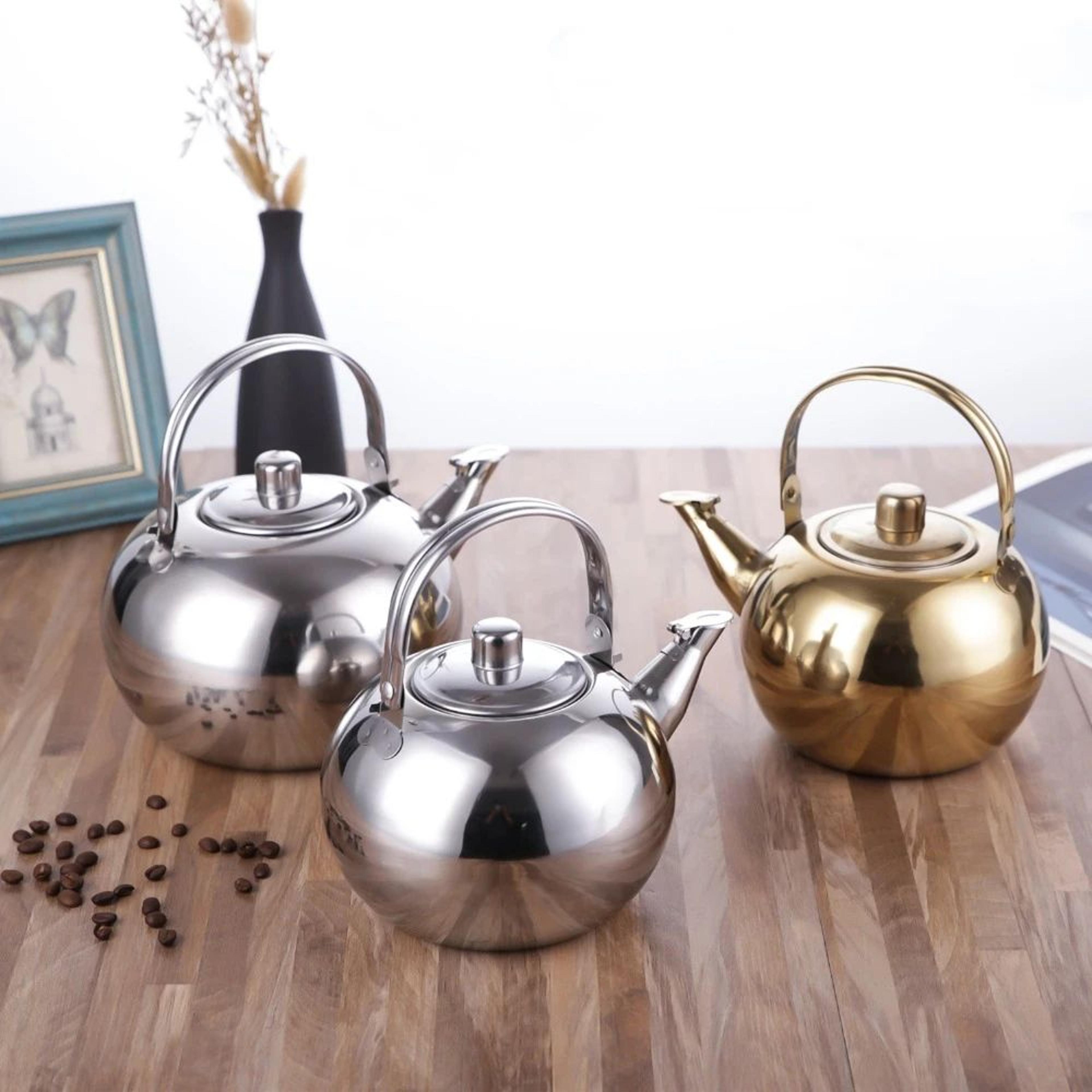 stainless steel tea kettle with infuser large capacity tea and coffee pot