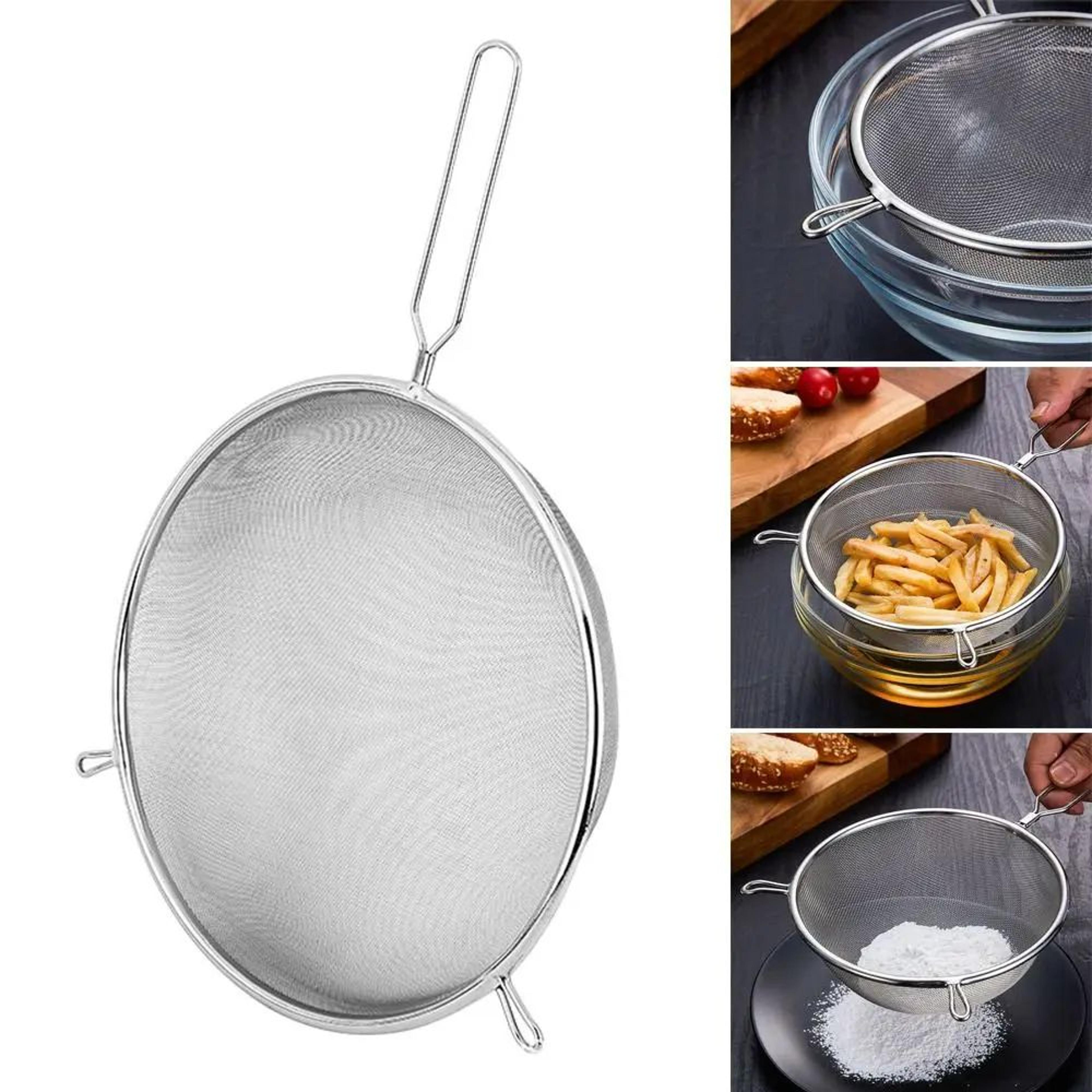 stainless steel fine mesh strainer with double handle kitchen sieve
