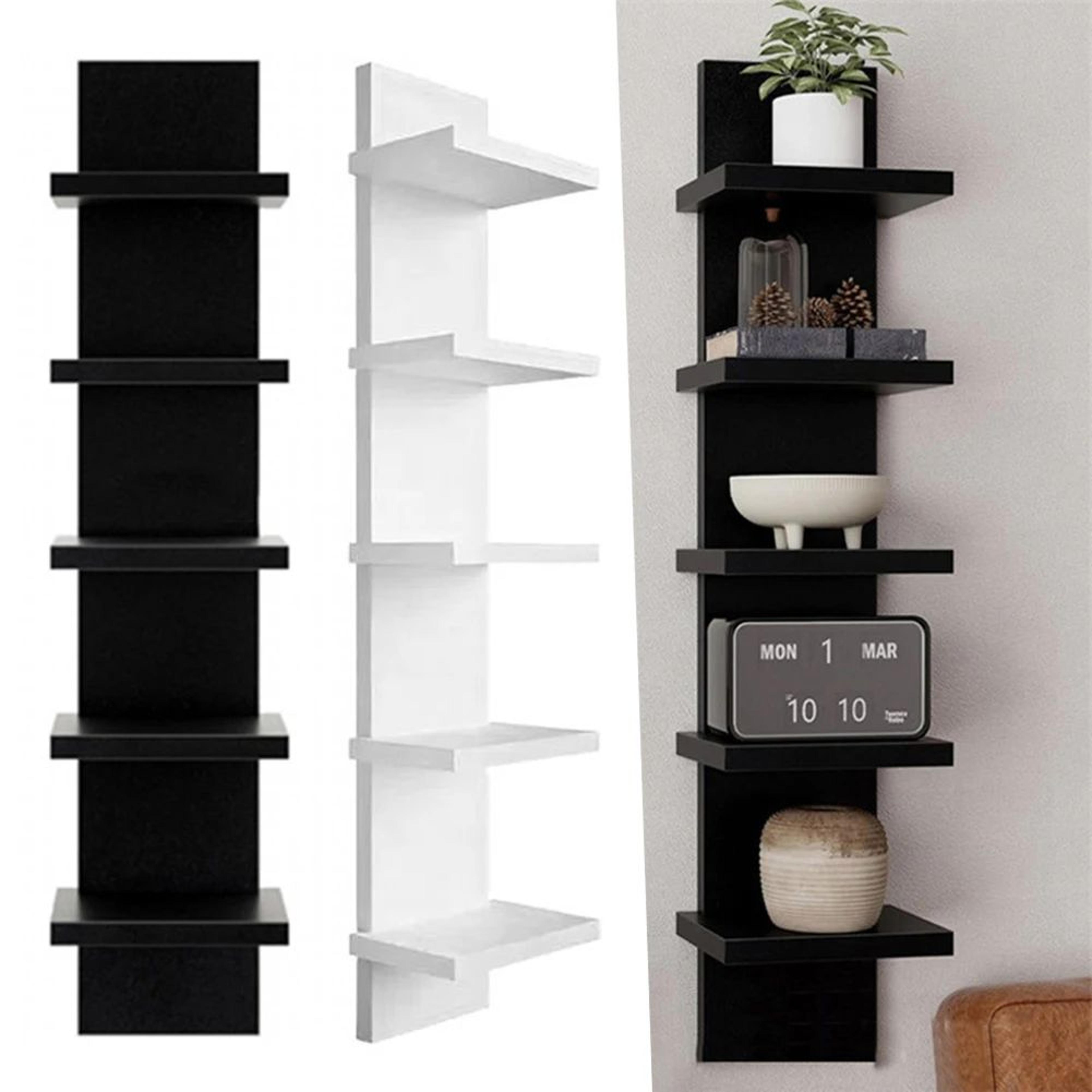 5 tier wall mounted bookshelf floating storage shelf for books and home decor