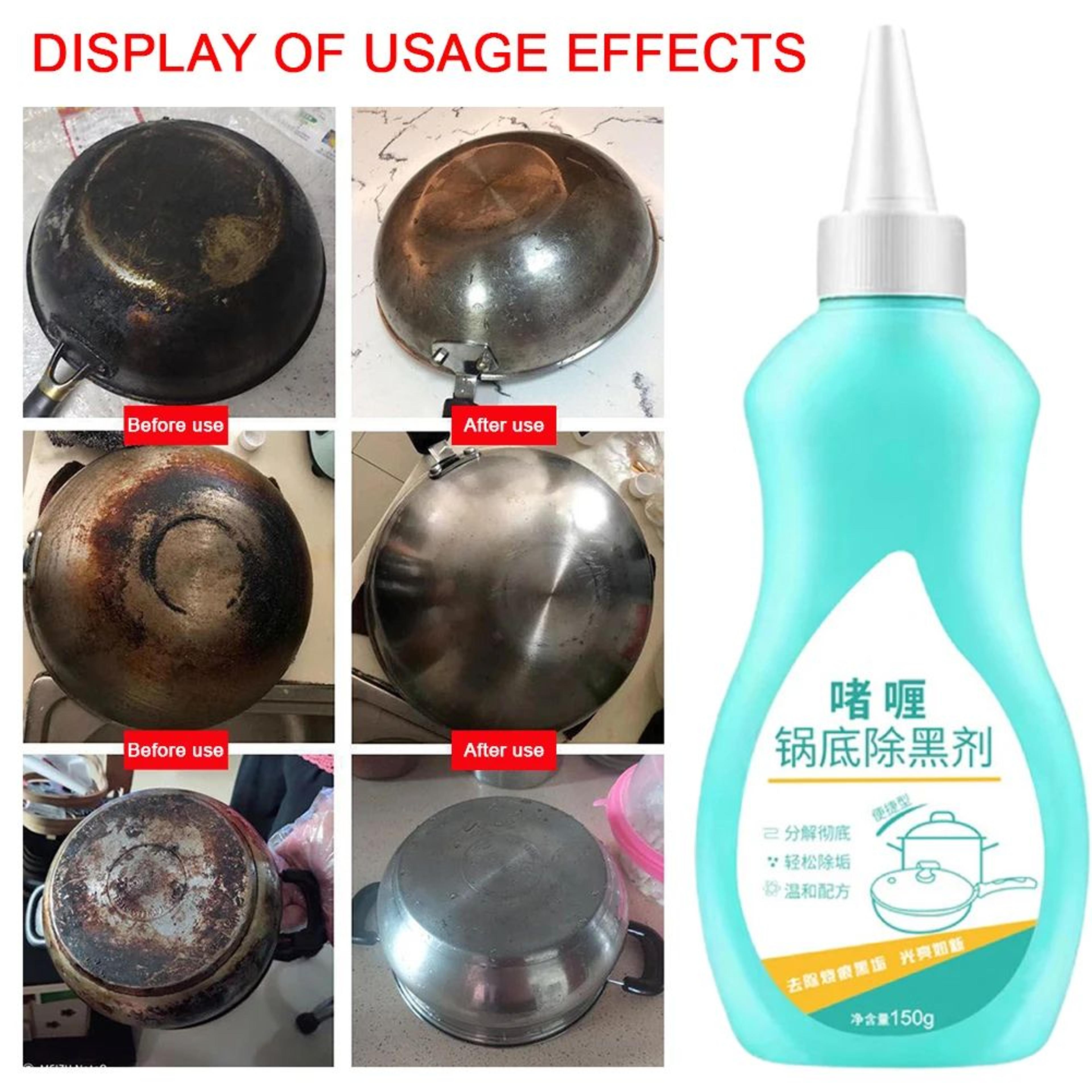 pot and pan cleaner gel for stainless steel cookware and burnt stain removal