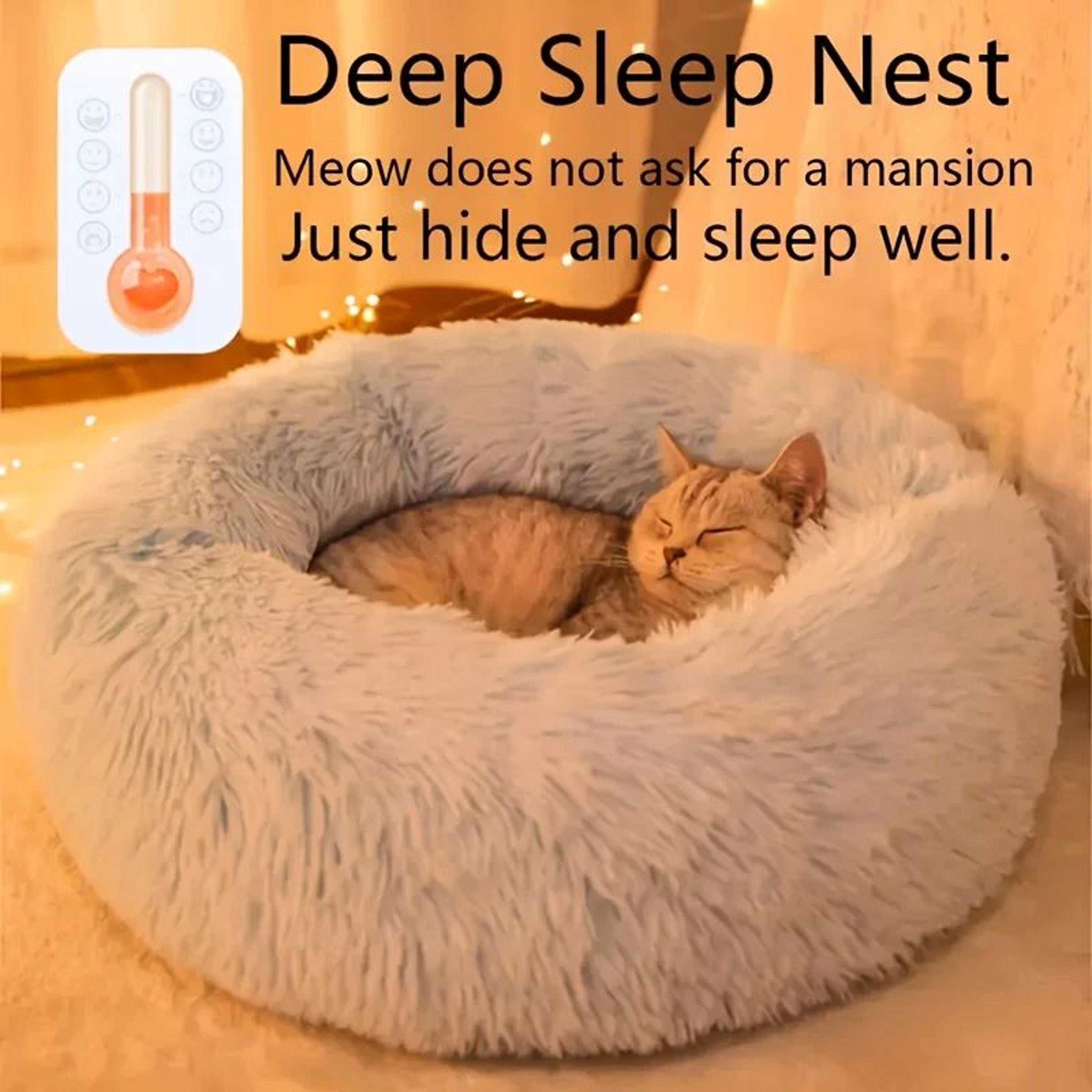 plush round pet bed soft calming cat and dog bed for indoor pets