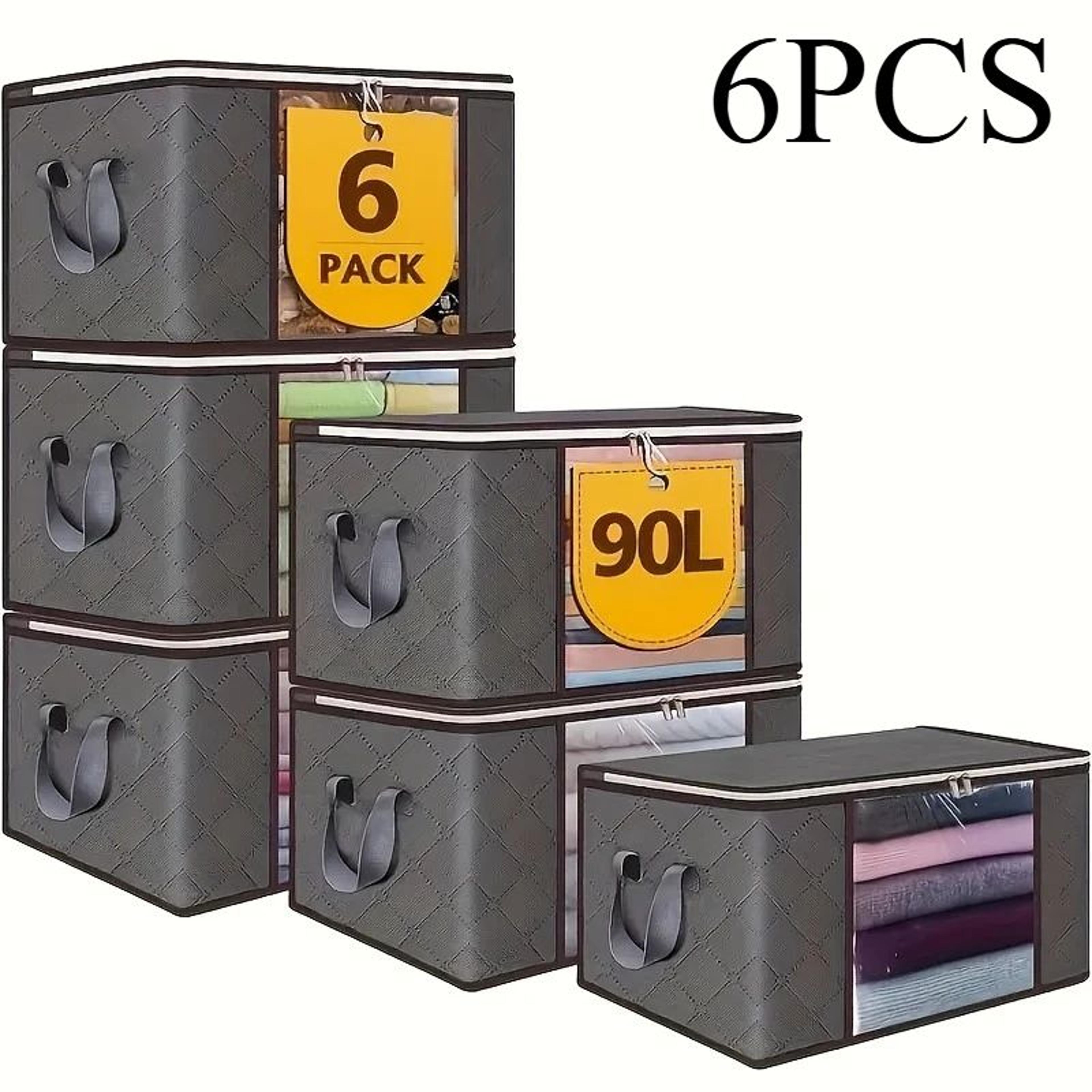 6 pack large storage bags with zipper foldable clothes storage organizer