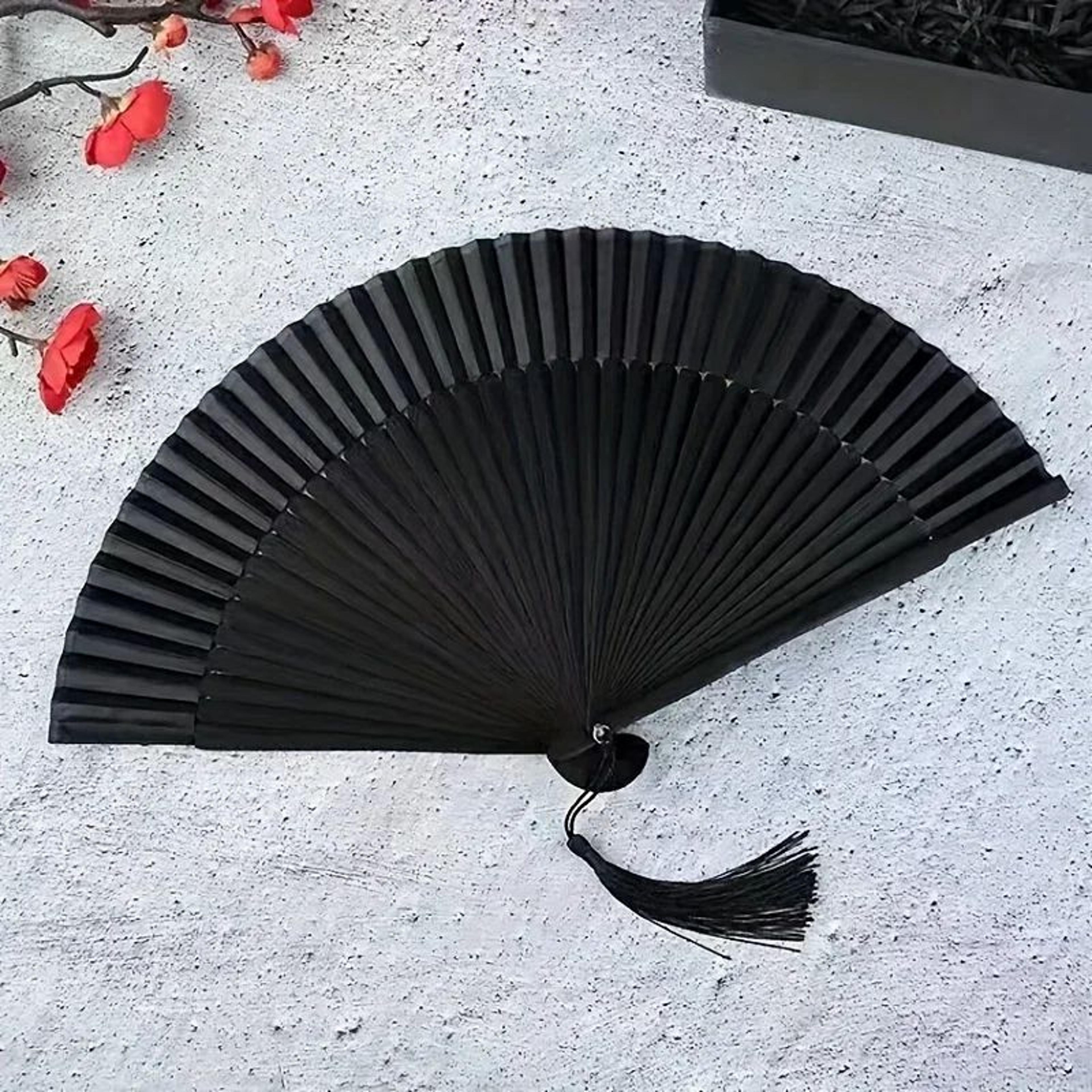 vintage black bamboo folding fan handmade hand fan for travel events and decoration